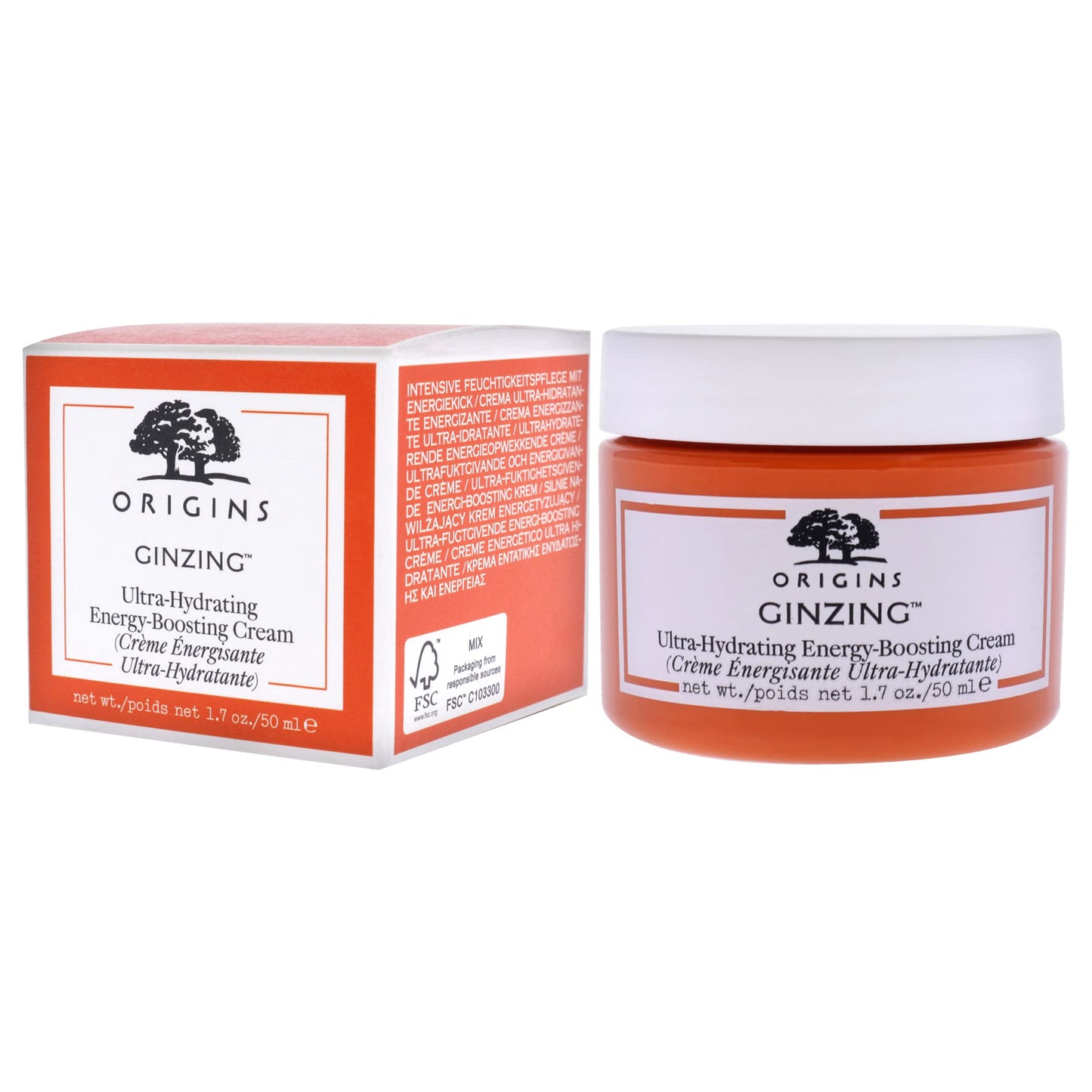 Origins GinZing Radiance-Boosting Moisturizer for Dry Skin | Boosts Radiance & Delivers 72-Hr Hydration | With Niacinamide & Caffeine from Coffee Beans, 1.7 Fl Oz