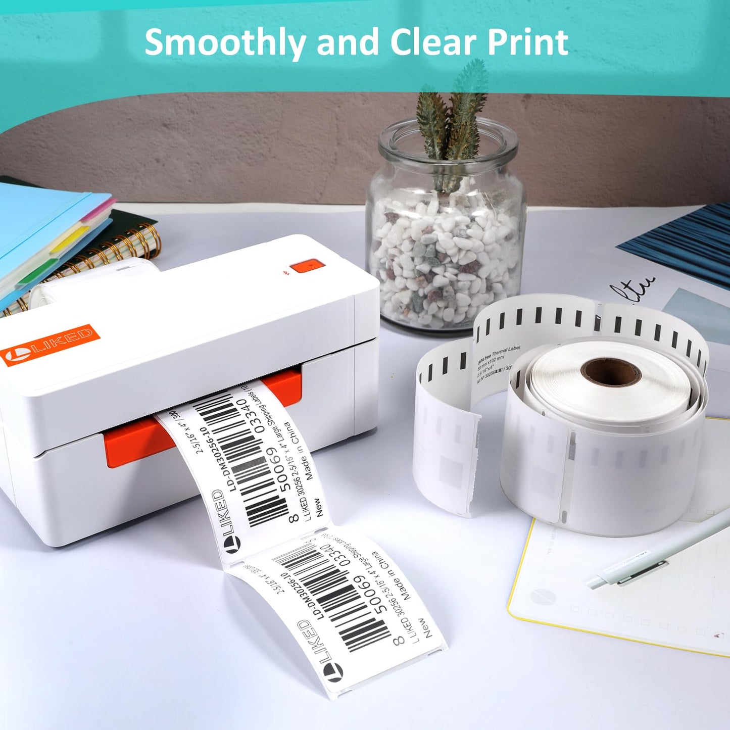 L LIKED 10 Rolls 2-5/16" x 4" Thermal Shipping Labels, Perforated Line, Compatible with Rollo, Zebra, Jadens, Nelko, Munbyn, Phomemo Desktop Printers and Dymo 30256 Replacement (3000 Labels)