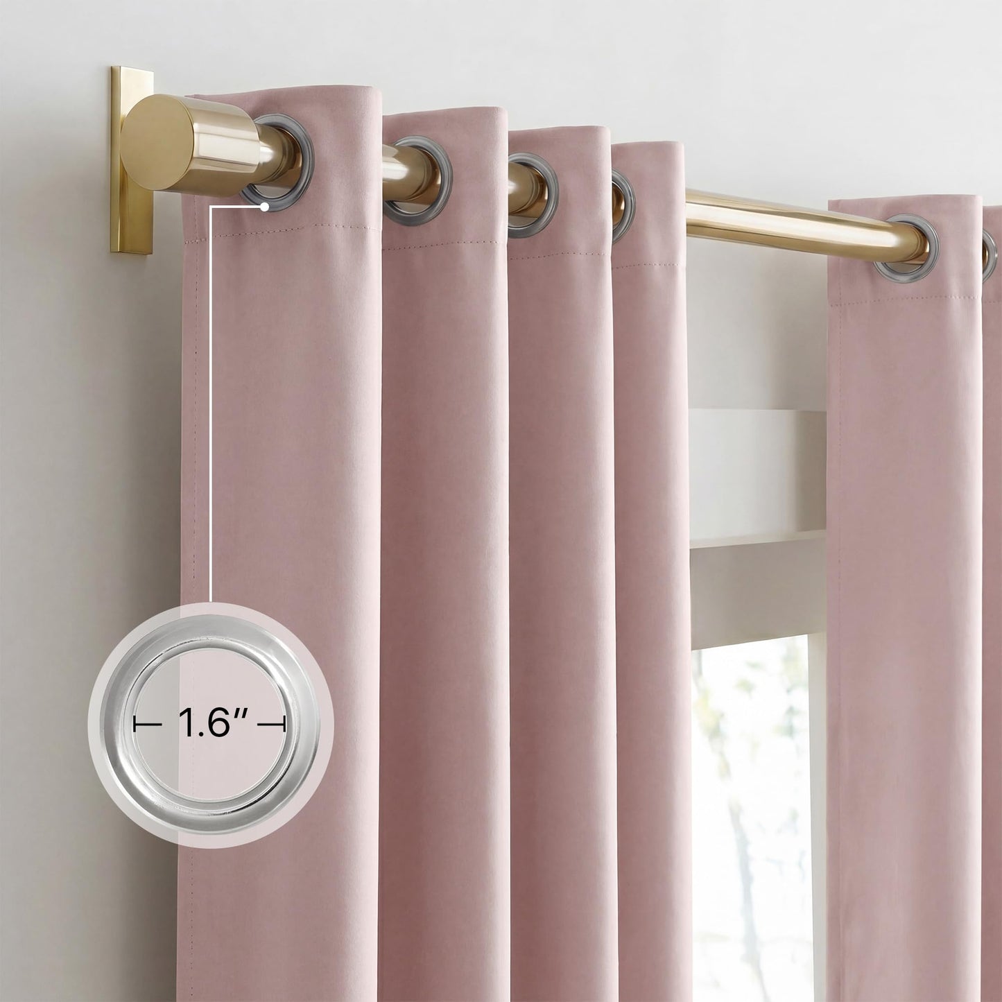 NICETOWN 100% Blackout Window Curtain Panels 84" Long, Blush Pink, 2 Pieces, 52 inches Wide Each Panel, Heat and Cold Blocking Drapes with Black Liner for Nursery, Thermal Insulated Draperies