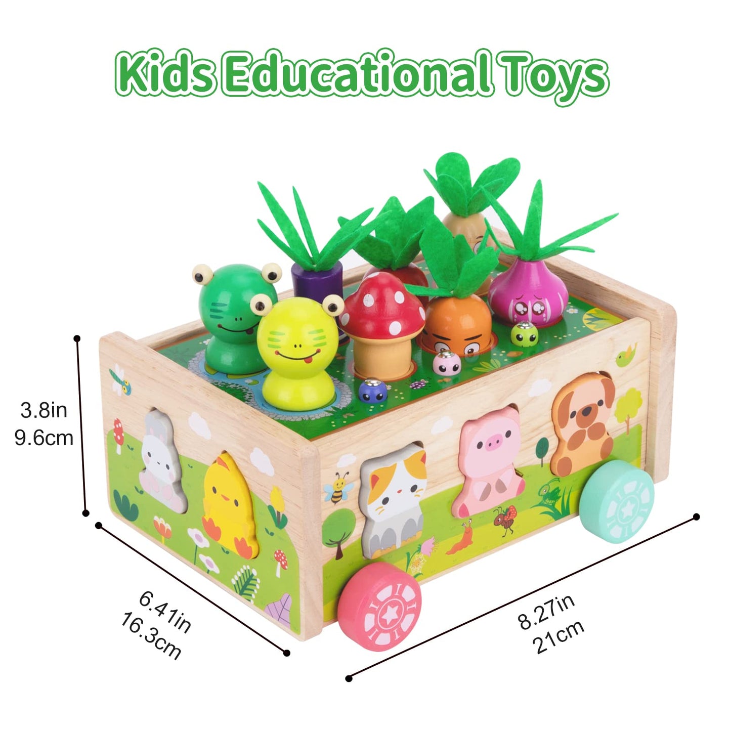 Montessori Wooden Toddler Toys for 1 2 3 Years Old Boys Girls, Shape Sorting Toys First Birthday Gifts for 1-2 Years, Wood Animal Farm Car Preschool Educational Fine Motor Skills Toy