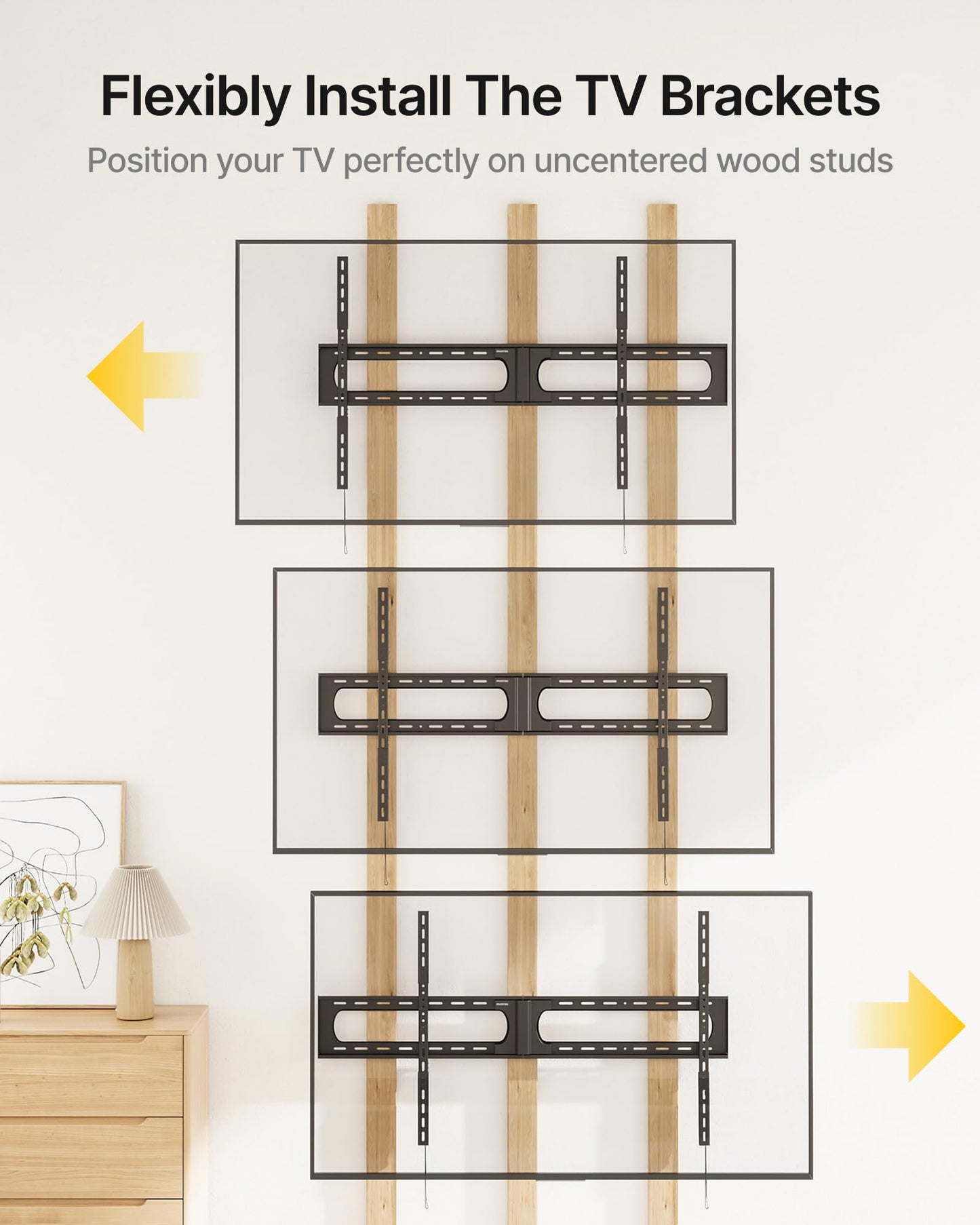 monTEK Heavy Duty XXL Fixed TV Wall Mount for 37–140" Flat & Curved TVs up to 300 lbs, 4× Load Tested, 1.25" Ultra Slim Low Profile Bracket, Fits 16"/18"/24" Wood Studs,VESA 1200×800mm