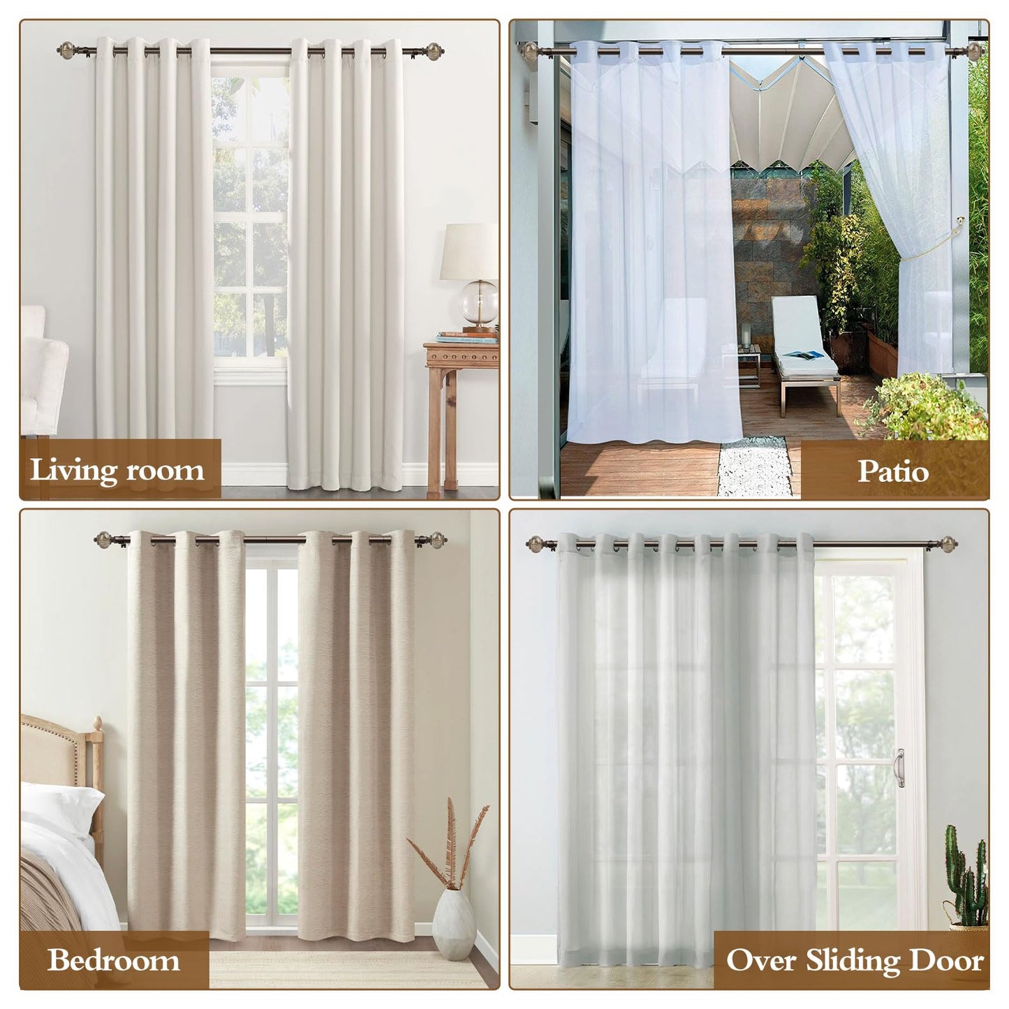 KAMANINA 2 Pack Curtain Rods 32 to 58 Inches (2.6-4.8ft), 1 Inch Single Curtain Rod for Windows, Decorative Drapery Rod with Marble End, Antique Bronze