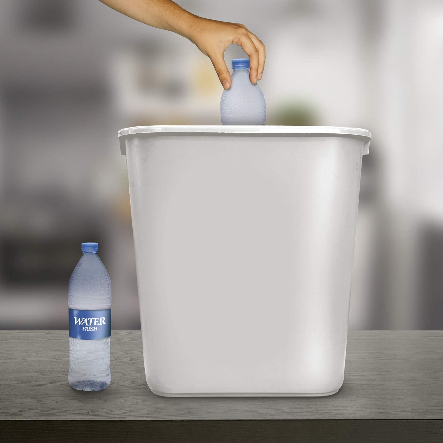 Acrimet Wastebasket, Deskside Bin, 6.75 Gallon/ 27 Quart/ 24 Liter, Trash Waste Can (Plastic) (White Color) (Set of 4)