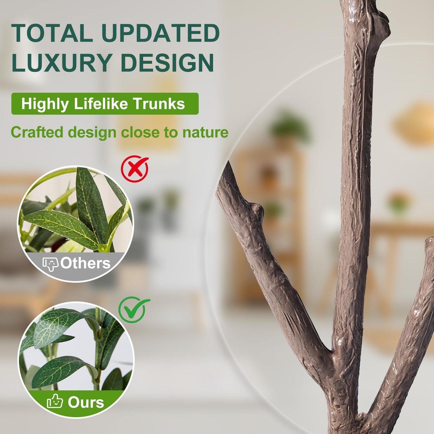 Olive Trees Artificial Indoor, 5FT Tall Faux Olive Tree with Lights Moss and Planter, Artificial Plants Indoor with Natural Wood Trunk and Lifelike Fruits, Fake Tree for Home Office Living Room Decor