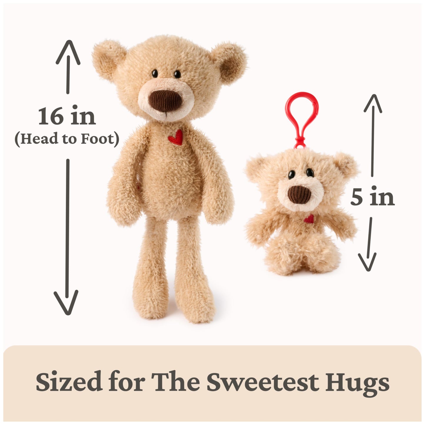 GUND Near or Far Bears, Premium Large & Small Teddy Bears with Voice Recording Capability, Stuffed Animals for Ages 1 and Up, Brown, 16”