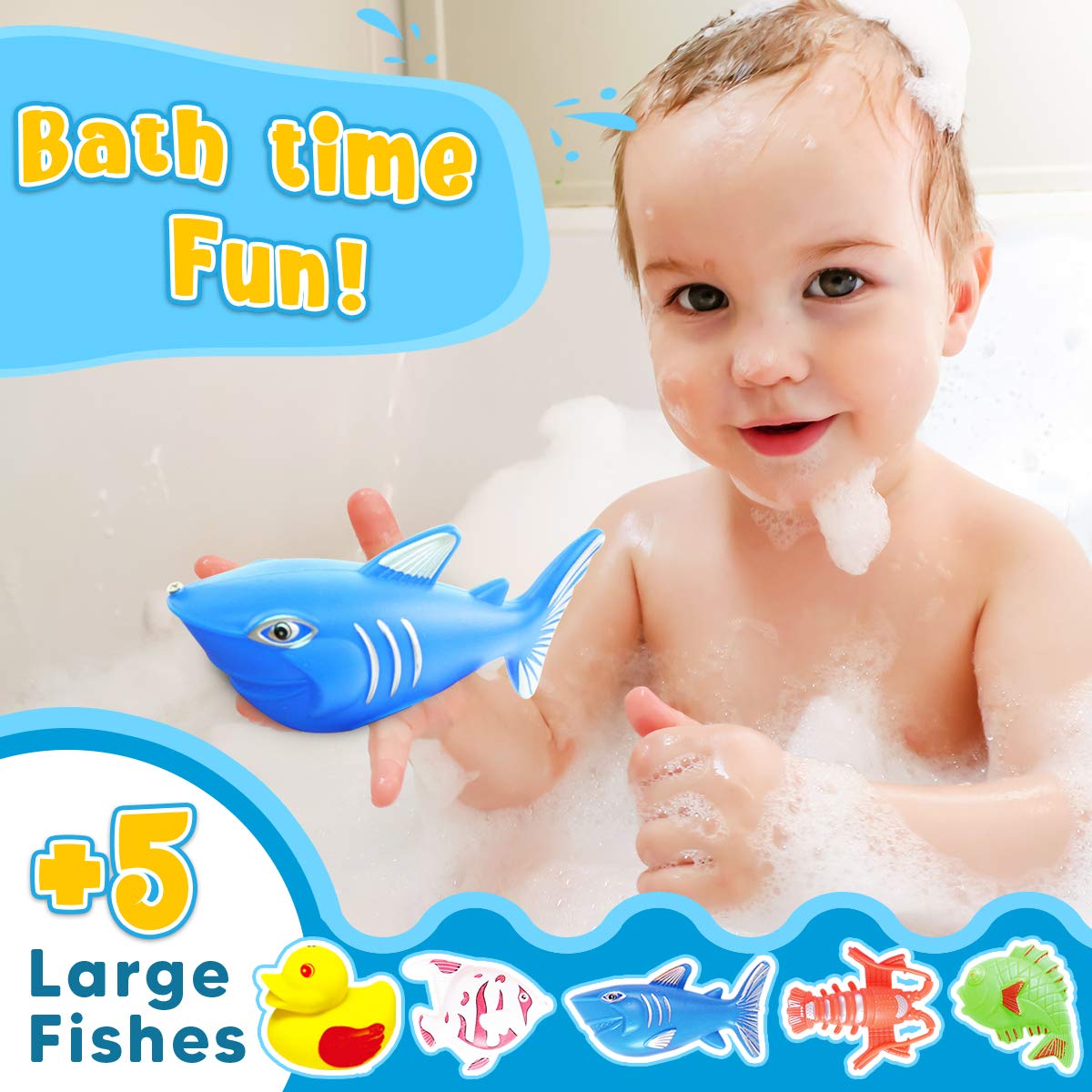 Goody King Fishing Toys for Kids Ages 3+ Pool Fishing Toys Magnetic Games - Bathtub Outdoor Indoor Water Table Fish Kids Toy Pole Rod Net 4 Players Carnival Party Water Table Toy Gift Age 3-5 6 4-8
