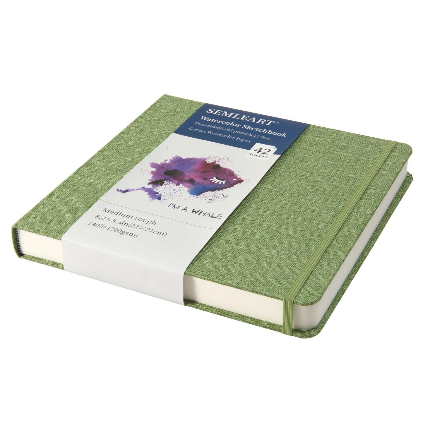 Hardcover Watercolor Journal, 42 Pages, 8.3x8.3, 140 lb/300 GSM, Acid-Free, Cold Press, Cotton Pulp, Perfect for Artists & Travel Sketching (8.3×8.3in)