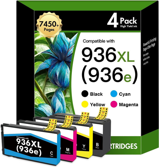 936 936XL Ink Cartridges Combo Pack：Replacement for HP 936e 936 Ink Cartridges for HP OfficeJet Pro 9125e 9120e 9730e 9130 9135e 9122e 9128e 9110b 9120b 9130b 9130e Printers