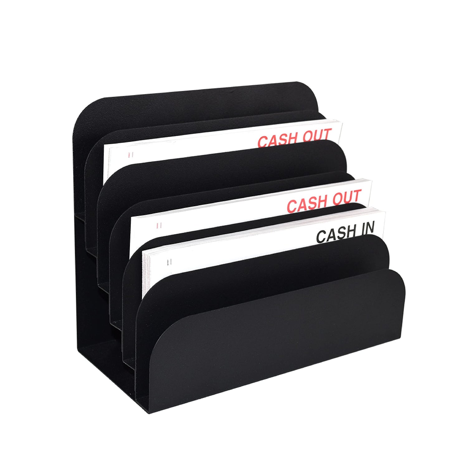 BankSupplies STEELMASTER 6 Slot File and Desk Organizer Paper Organizer Black Powder Coat Finish
