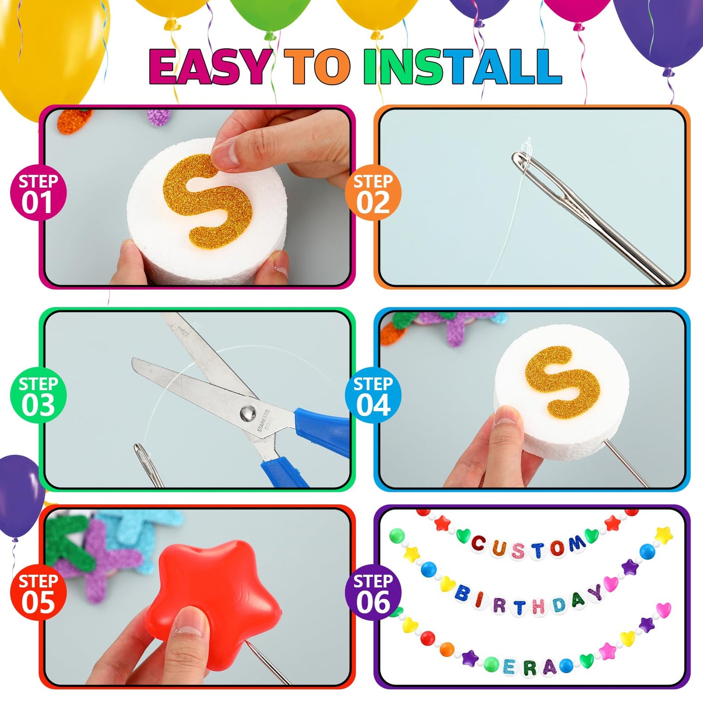 Simgoing DIY Giant Friendship Bracelet Garland Kit Customizable Party Banner Jumbo Garland Decor for Graduation Party Supplies Classroom Birthday Photo Booth Backdrop
