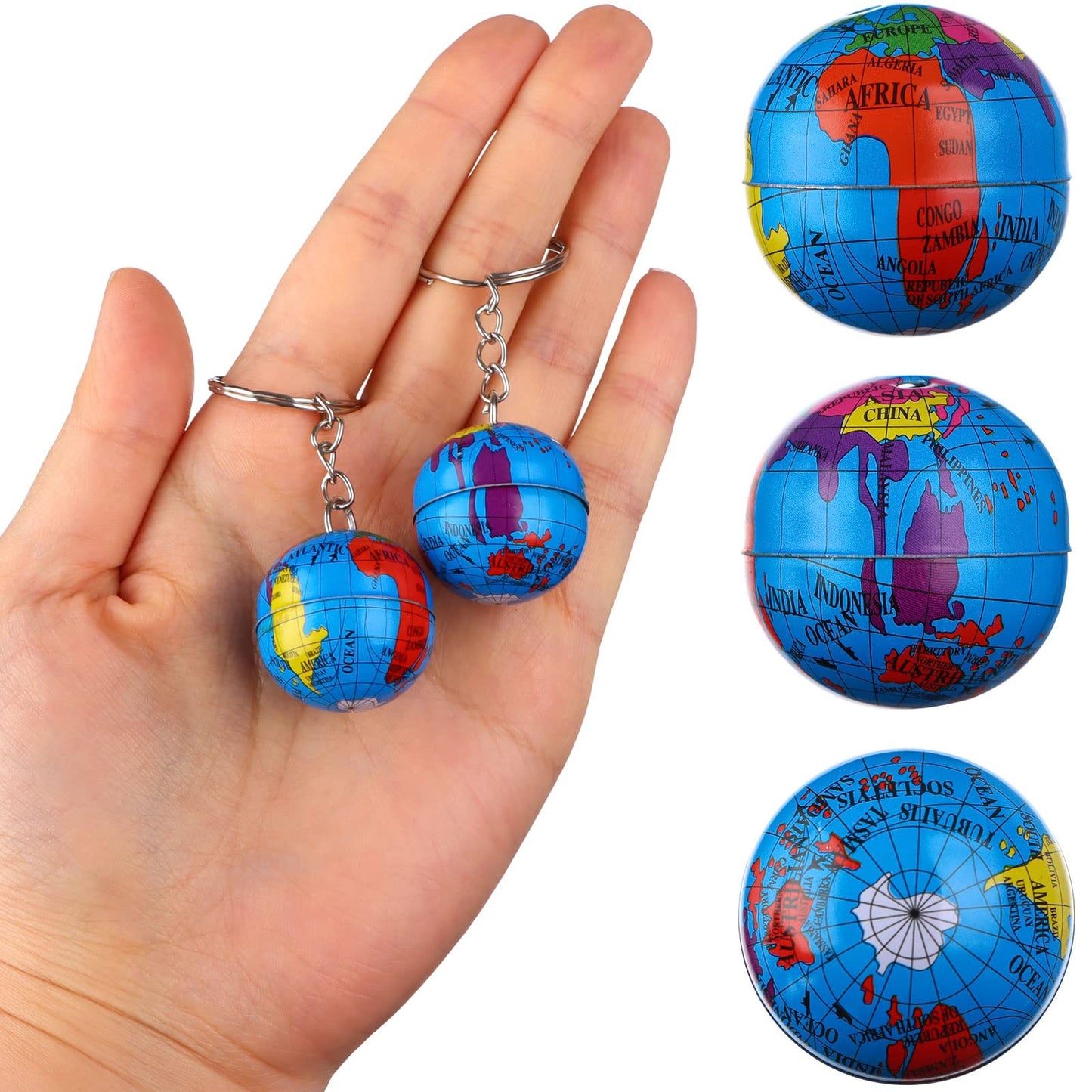 CoscosX 1" Globe Keychains Earth Globe Key Chains Mini Backpack Hook for Travelers, Type 2, Small
