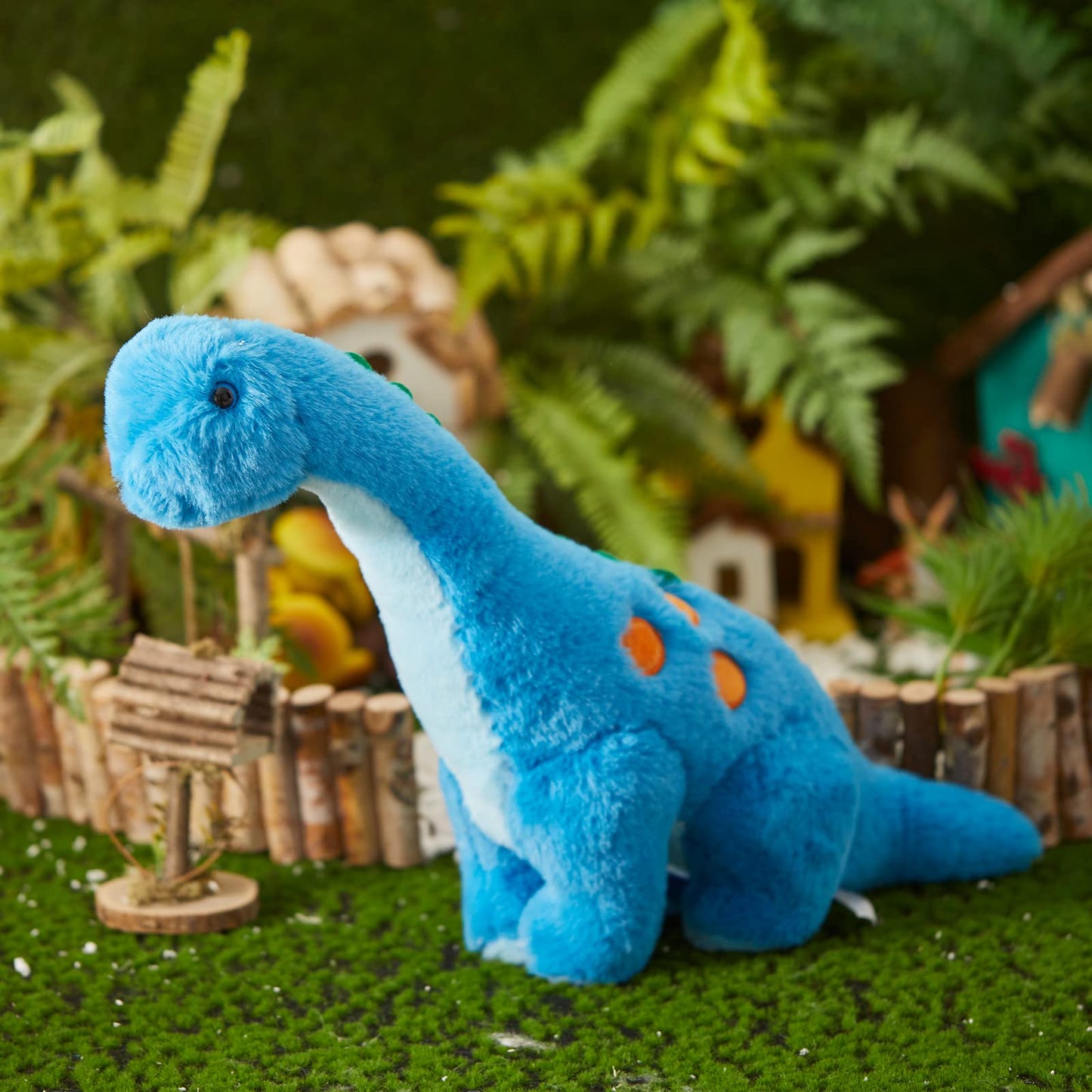 Houwsbaby Light up Dinosaur Diplodocus Stuffed Animal Floppy LED Plush Toy Night Lights Glow Pillow Long Neck Birthday Gifts for Kids Toddler Girls and Boys, Blue, 10.5’’