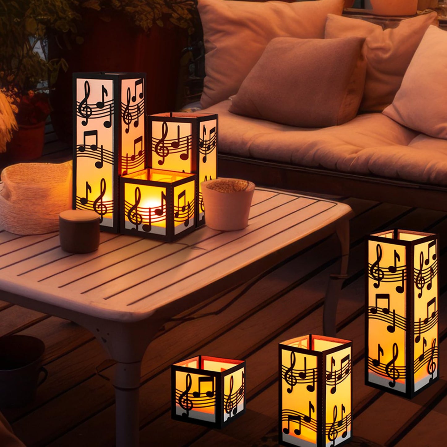 Rossesay 24 Pcs Music Party Decorations Music Note Centerpieces for Table 3 Size Musical Note Paper Lantern Boxes with LED Tealights for Musical Themed Wedding Birthday Baby Shower Party Room Decor