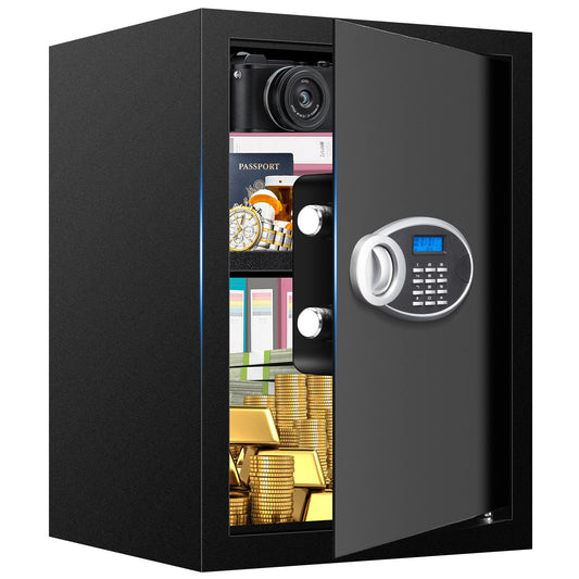 3.0 Cubic Feet Home Safe Fireproof Waterproof, Digital Home Security Safe Box with Programmable Keypad and Spare Keys, Document Safe for Money Firearms Medicine Valuables