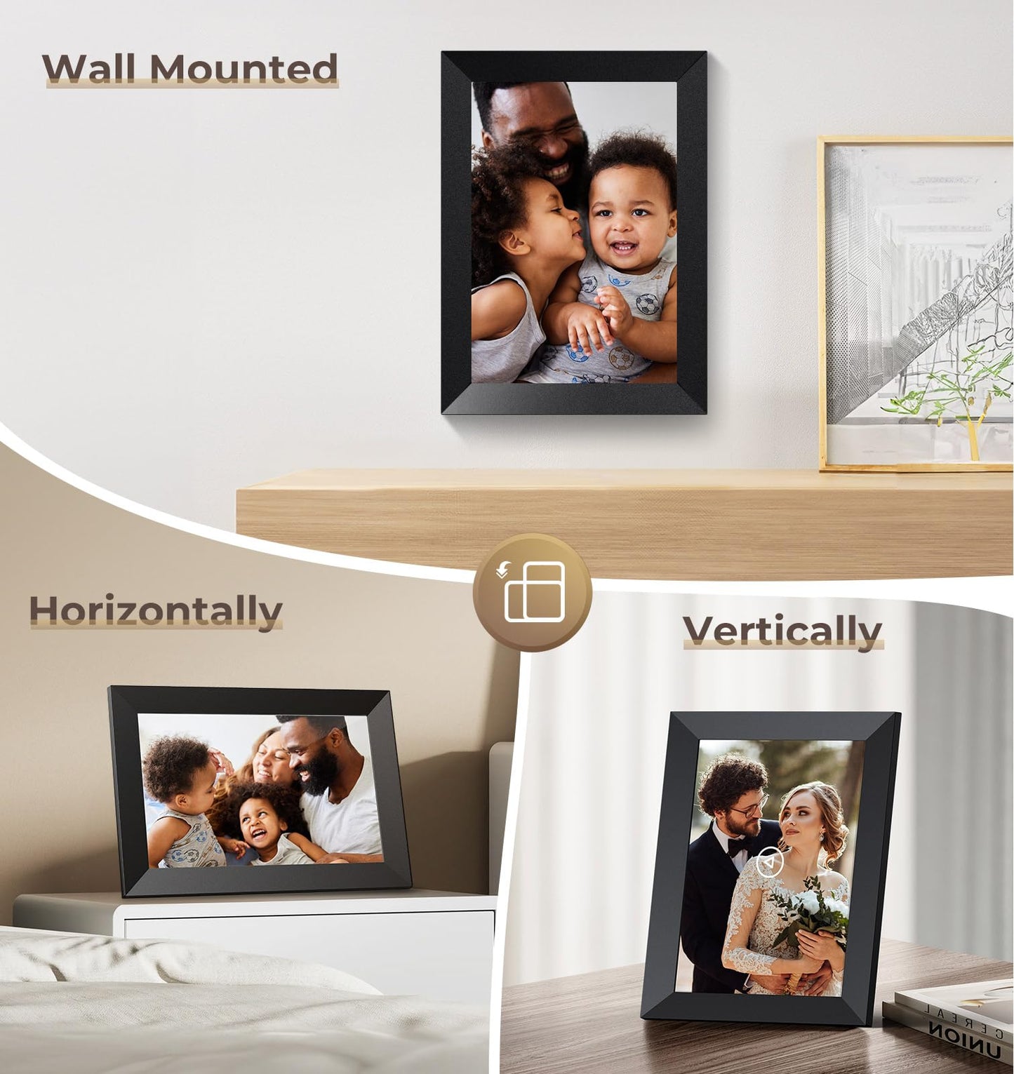 FRAMEO 10inch Digital Picture Frame WiFi Smart Photo Frame Electronic Digital Picture Frames Load from Phone1280x800 HD IPS Touch Screen,Automatic/Slideshow/Share Videos Photo-Black