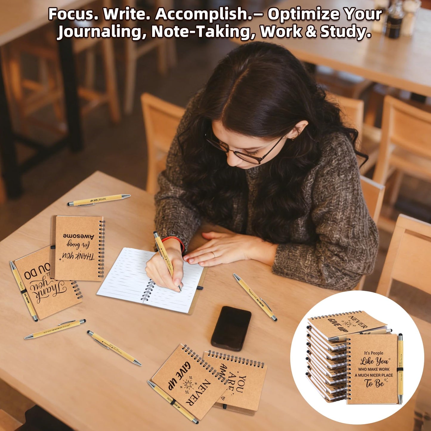 80Pcs/40 Sets Employee Appreciation Gifts Bulk, 40 Inspirational Notebooks & 40 Motivational Pens for Coworker Gifts, Teacher, Team Building, Nurse, Volunteer, DSP, Housekeeping, EVS Staff Office Gift