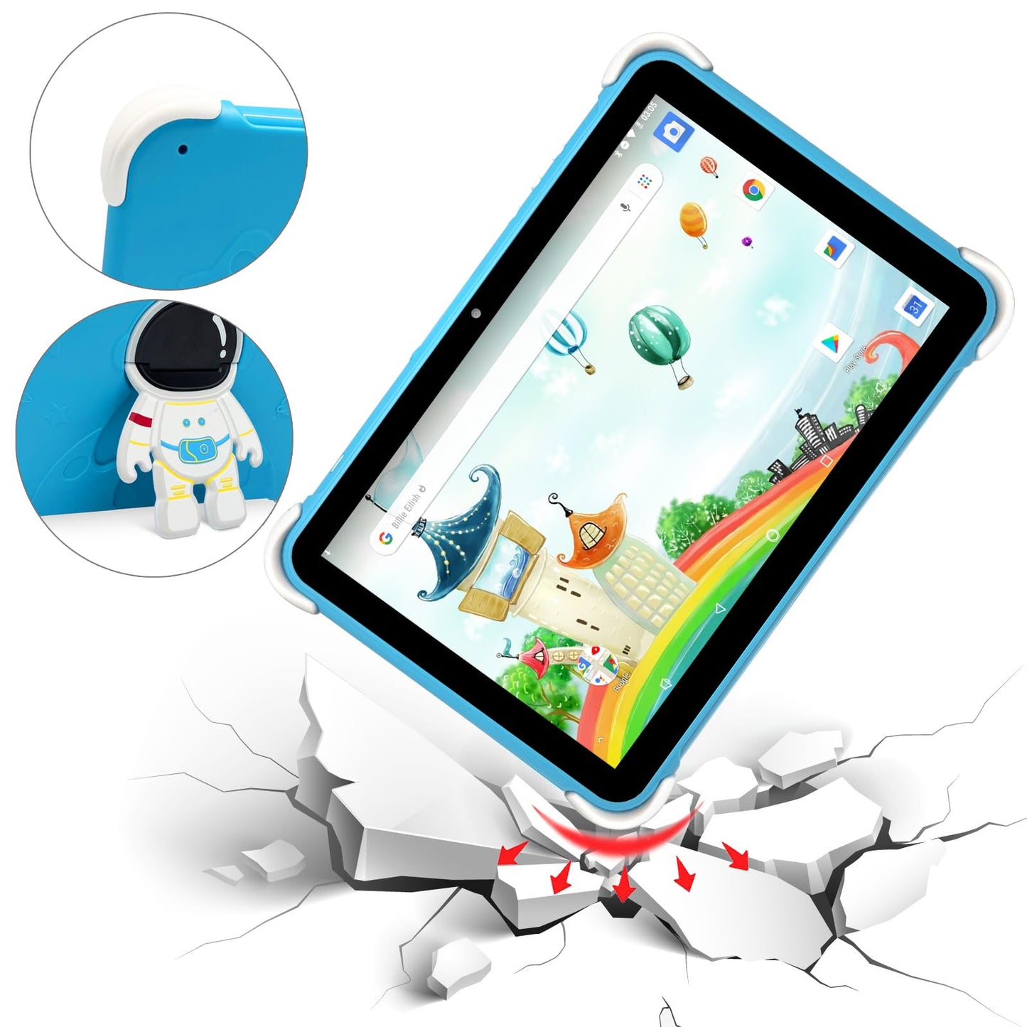 Kids Tablet 10 Inch,Tablet for Kids Android 14,3GB+64GB,8-Core CPU,2.4/5G WiFi WiFi 6,12H Battery Life,Parental Control,1280x800 HD Display,Dual Cameras,Shockproof Case,Pre-Installed Educational Apps