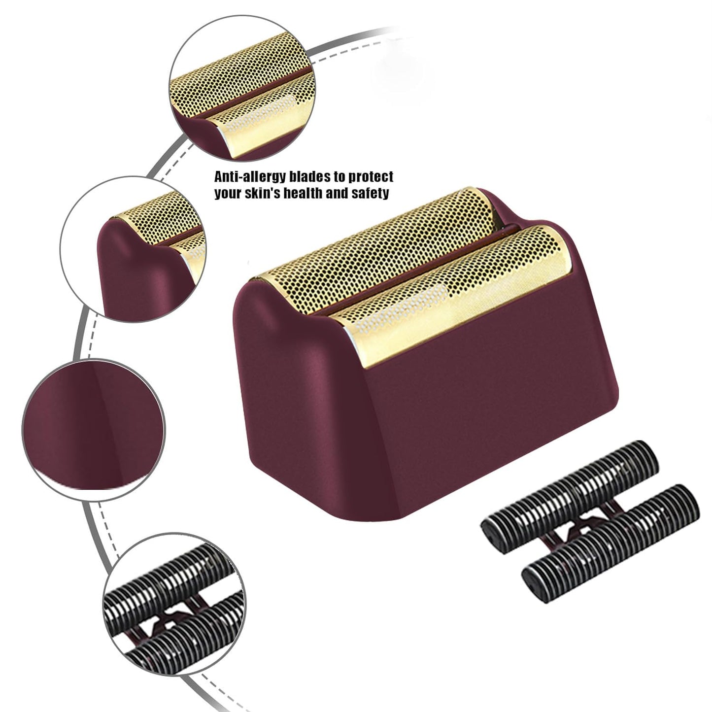 4 Pack Professional 5 Star Series Finale Shaver Replacement Foil and Cutter Bar Assembly Compatible With Wahl Shaver Foil 7031-100, 7043-100 Super Close Shaving Replacement Heads，