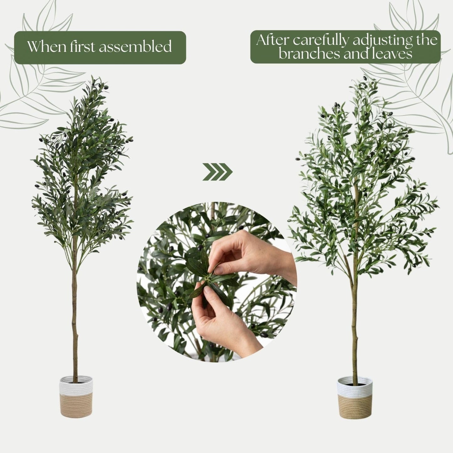 BAXAM 6ft Dense Leaves Artificial Olive Tree with Woven Basket - Realistic Faux Olive Tree for Living Room, Office & Home Decor - Large&Tall Indoor Floor Plant，Aesthetic Silk Plants