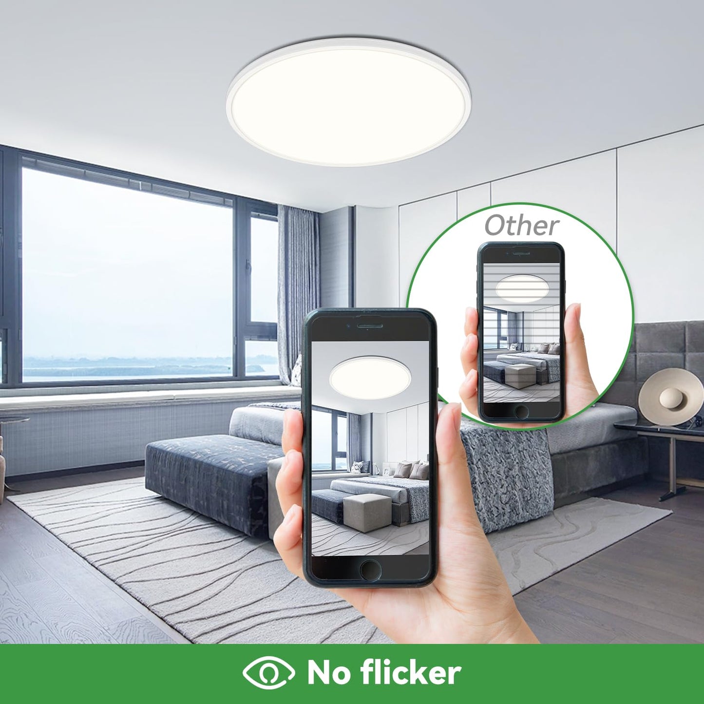 hepside 15.8INCH 2Pack Big Dimmable Flush Mount Ceiling Light Fixture White, 3CCT 3000/4500/6000K Ceiling Lamp, 36W 4200LM Super Bright Low Profile Light for Bedroom, Kitchen, Bathroom, Hallway