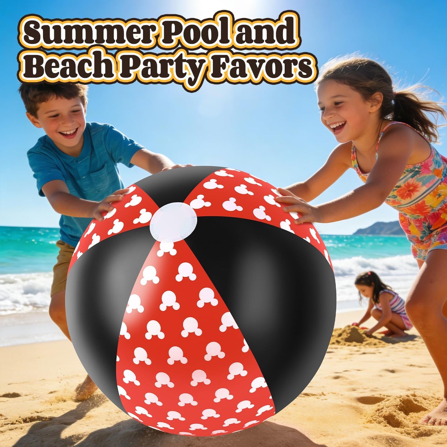 4 Pack 20-Inch Diameter Race Car Themed Beach Balls - Large Inflatable Black and White Checkered Beach Balls for Birthday Party Decorations, Summer Pool and Beach Game, and Bulk Party Favors
