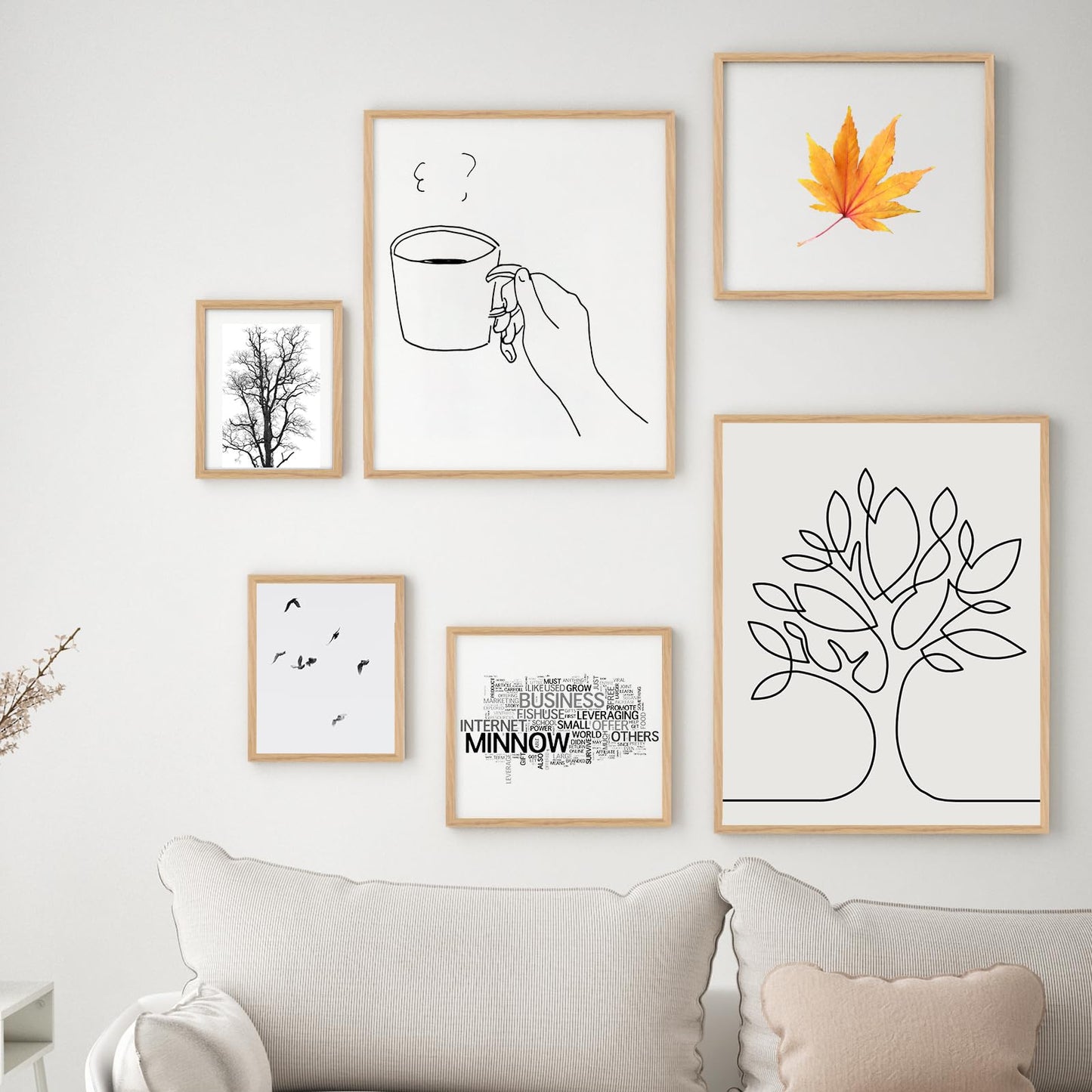 16x20 Picture Frames for Wall - Minimalist 16x20 Oak Wood Frames, 16"x20" Picture Frame Wood, Natural Solid Wooden Picture Frames for Wall Art Photo and Prints(1 Pack, Beige)