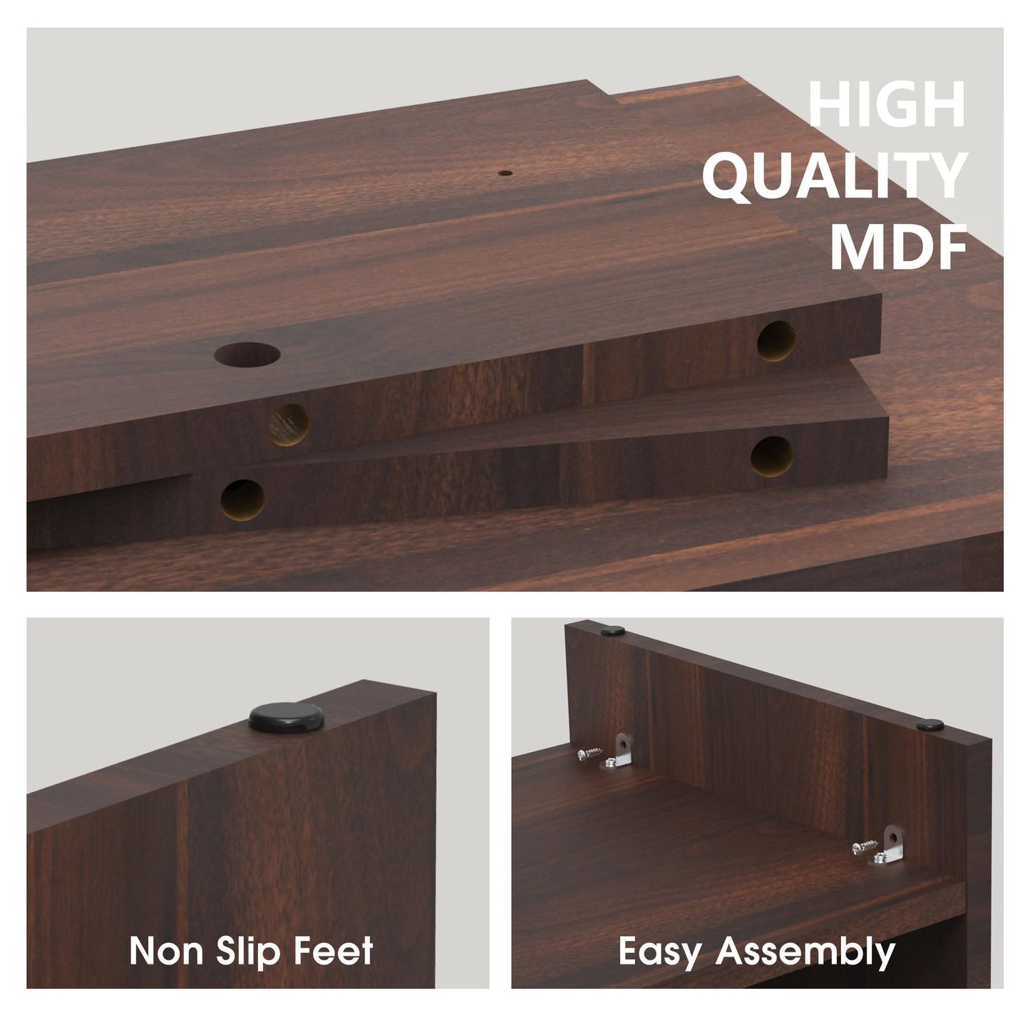 Fenge Monitor Stand, 31.5 Inch Computer Monitor Riser for Desk, 2 Tiers Wood Desk Shelf with Storage, Desktop Organizer for PC, Laptop, Screen, Printer