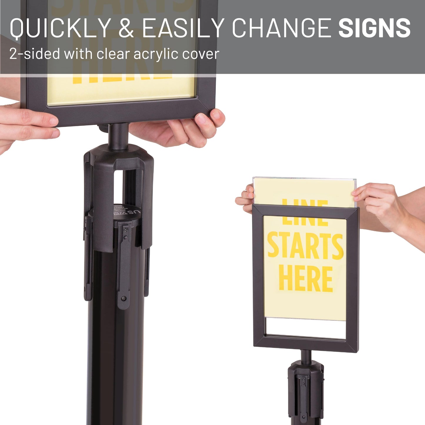 US Weight - U2507 Steel Frame Sign Holder compatible ONLY with Steel stanchions (will not fit Sentry series or other stanchion brands)