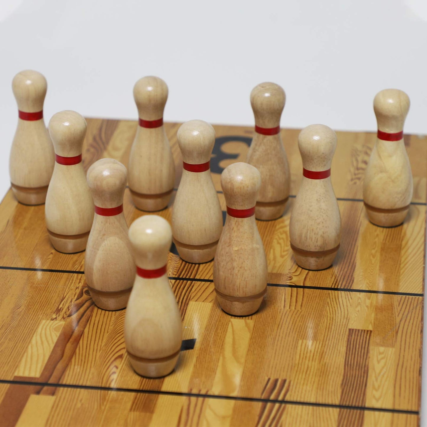 YDDS Shuffleboard Bowling Pin Set with 10 Pcs Premium Hardwood Bowling Pins Durabel Triangular Pinsetter Resin Bowling Ball and Carrying Bag, Fun for Shuffleboard Games
