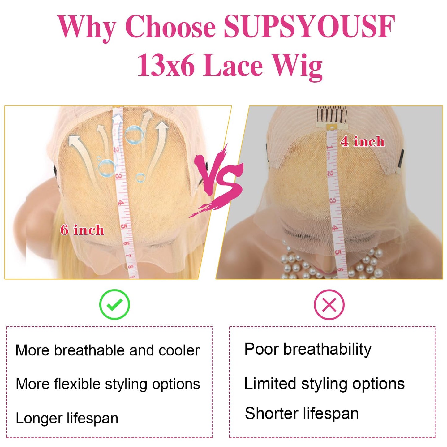 613 Lace Front Wig with 13x6 Transparent Deep Wave Lace - 180 Density, Free Part, Bleached Knots, Baby Hair - 613 HD Lace Frontal Wig for Women