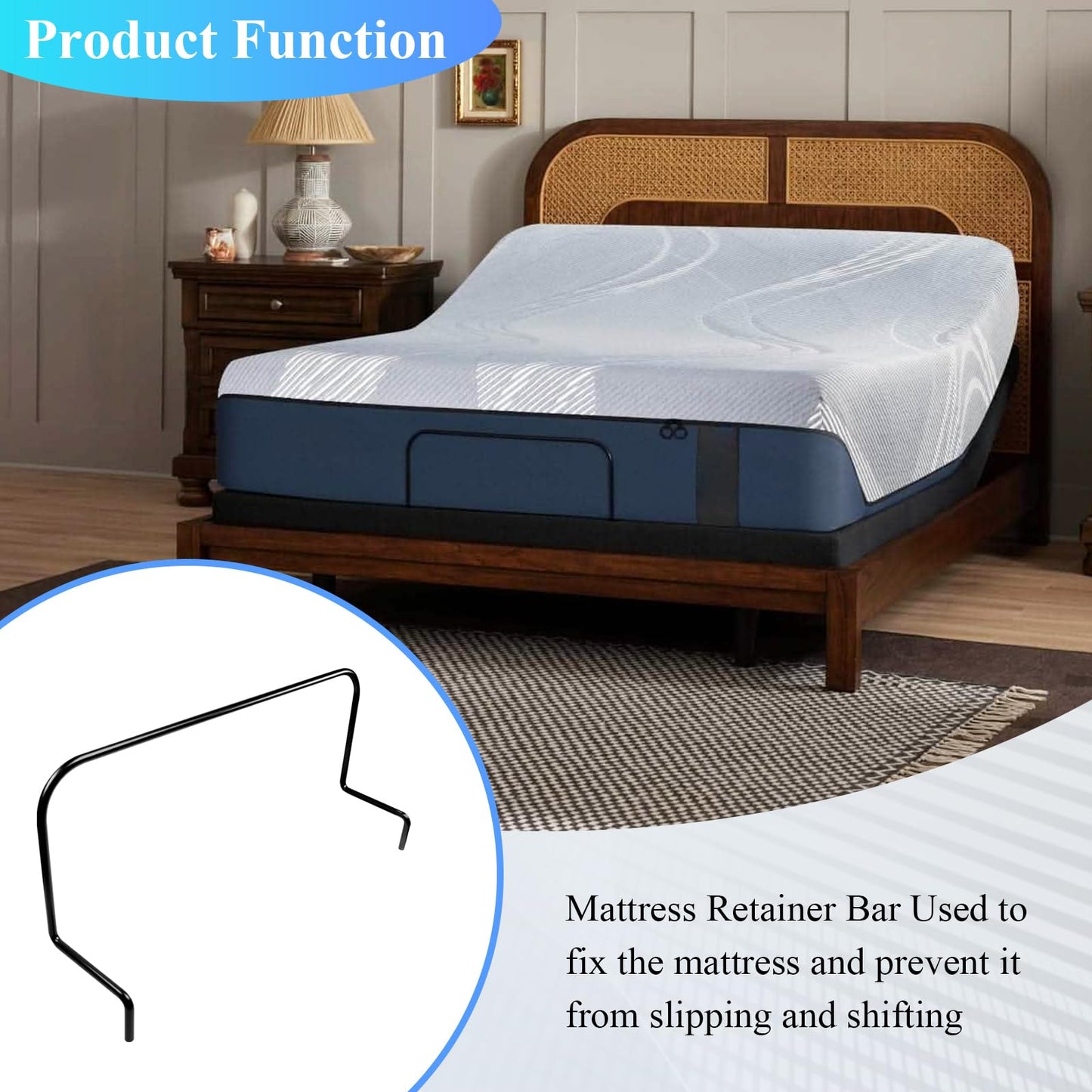 WFCYX 19 inches Across Mattress Retainer Bar, 63003441 Foot Retainer Bar, Fit for Tempur-Pedic Ergo, Can not be Used for Lifting The Adjustable Bed
