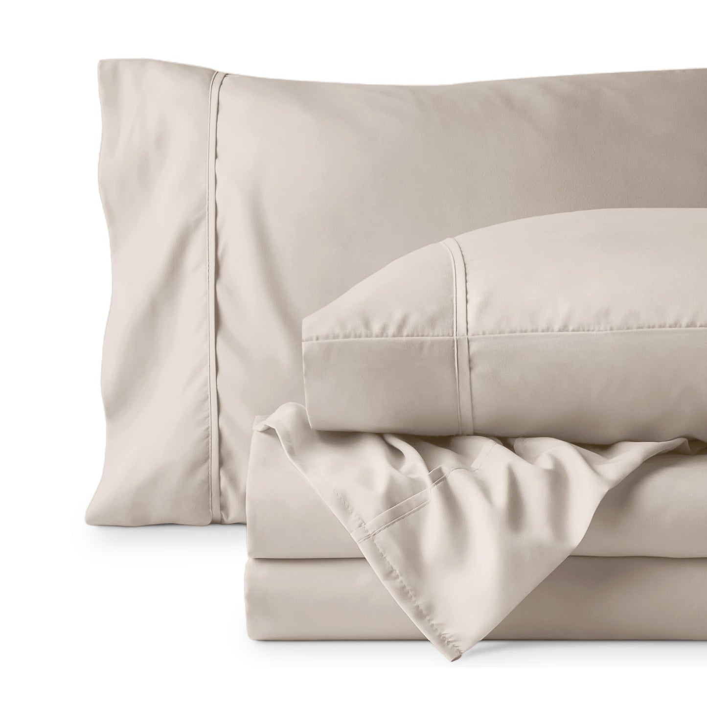 Bare Home King Sheet Set - 1800 Ultra-Soft Microfiber King Bed Sheets - Double Brushed - Deep Pockets - Easy Fit - 4 Piece Set - Bedding Sheets & Pillowcases (King, Wheat)