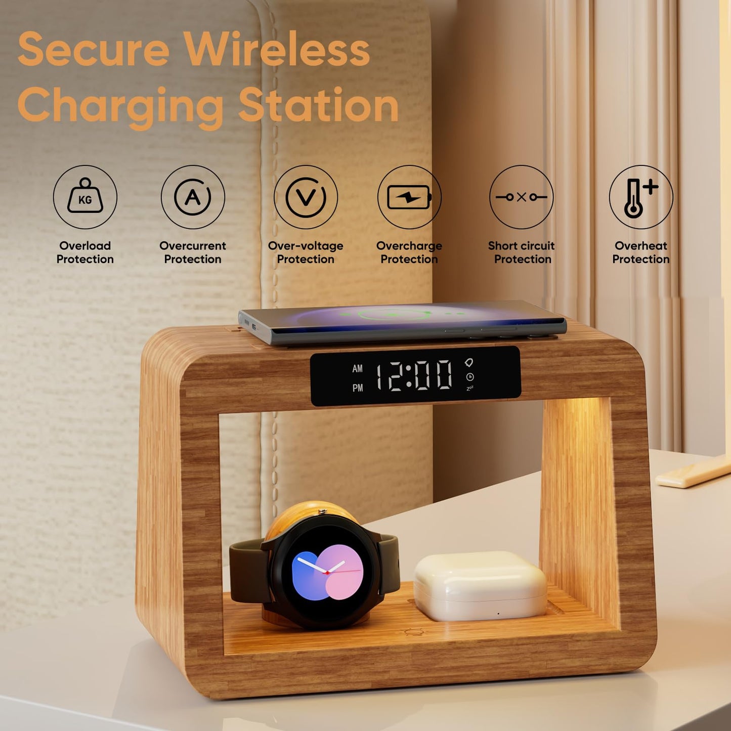 ²⁰²⁴Wireless Charger Station for Samsung, Fast Charging Station with LED Light for Samsung|Android Phone, Wireless Phone Charger Station Only for Samsung Watch