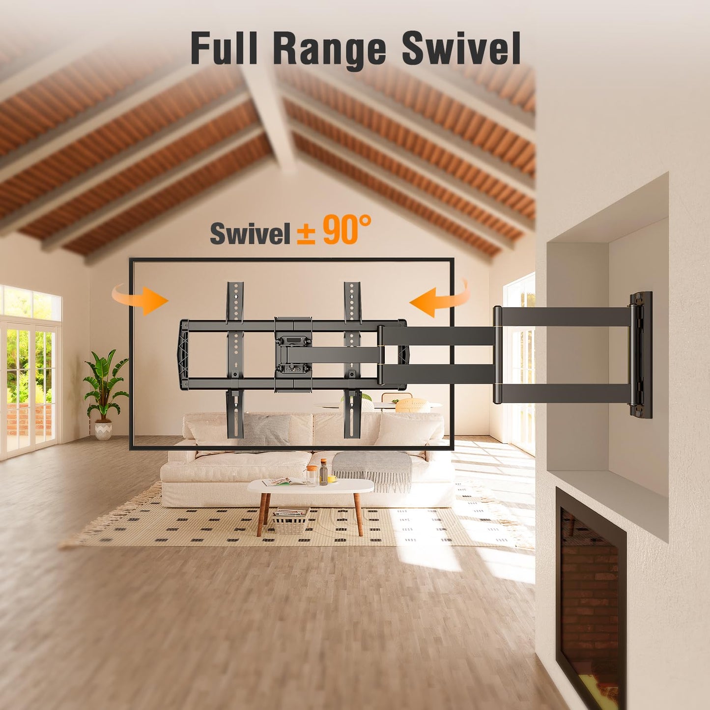 ELIVED Long Arm TV Wall Mount for Most 42-75 Inch TVs, 37.9 Inch Long Extension Corner TV Mount, Full Motion Wall Mount tv Bracket Swivel and Tilt, Holds up to 99 lbs. Max VESA 600x400mm
