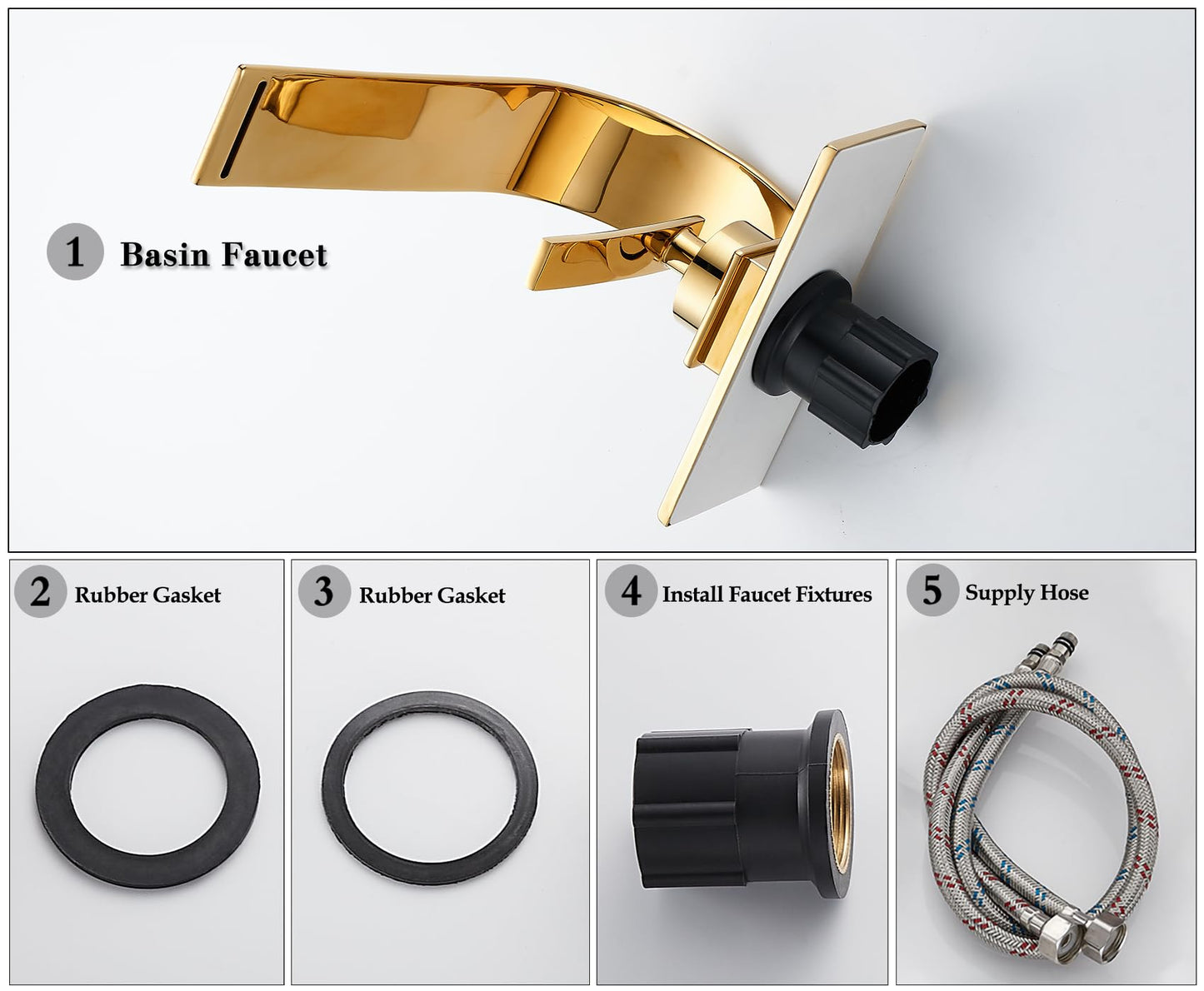 becola Modern Bathroom Sink Faucet, Single Handle Bathroom Faucets for Sink 1 Hole, Low Arc Touch On Faucet, Gold Hot and Cold Water Mixer Tap with Deck Plate - Gold