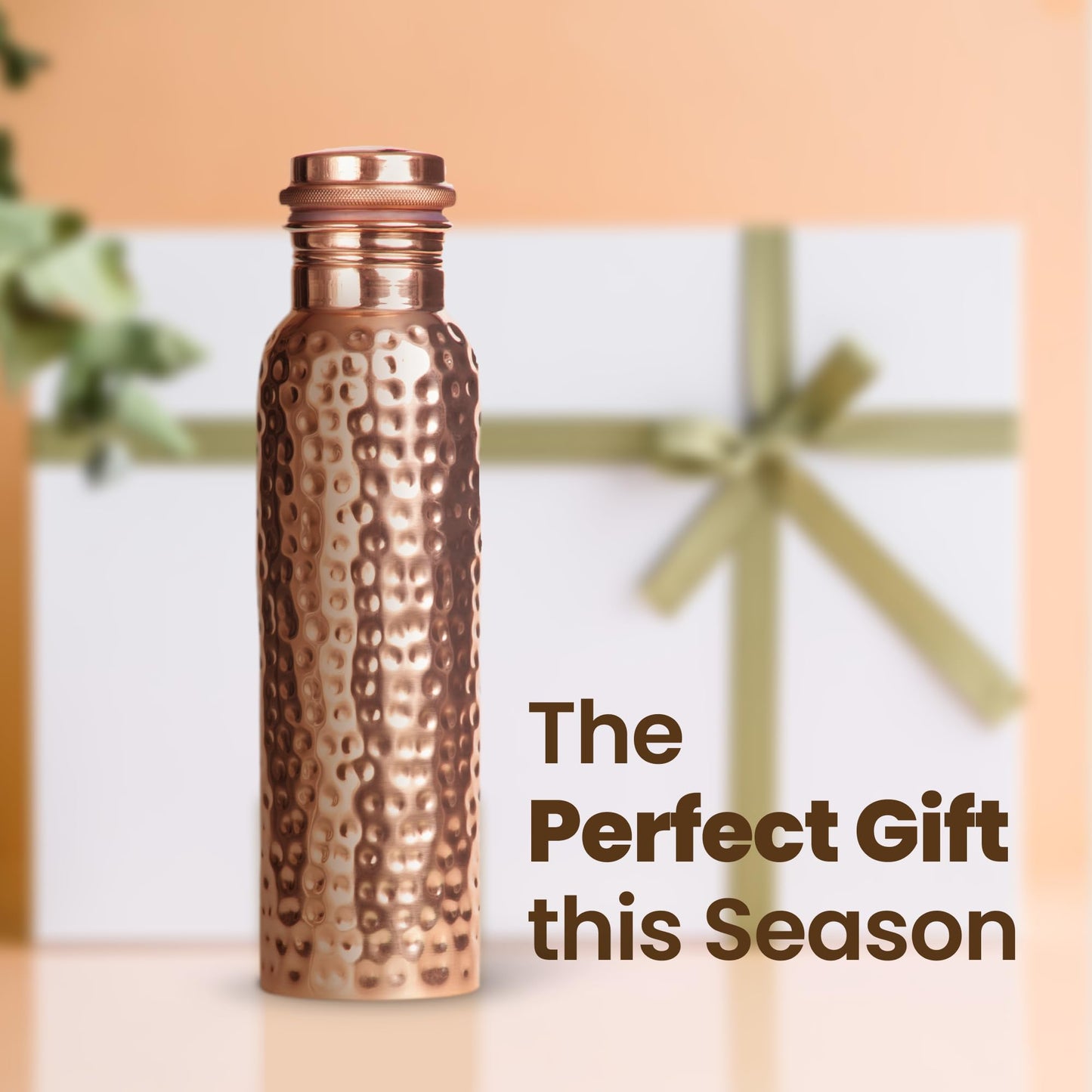 Otiem Pure Copper Water Bottle for Drinking Water, 34 Oz Hammered Finish – Stay Hydrated and Enjoy Ayurvedic Benefits – Leak-Proof, Temperature Retention, Eco-Friendly Design – Durable Copper Bottle