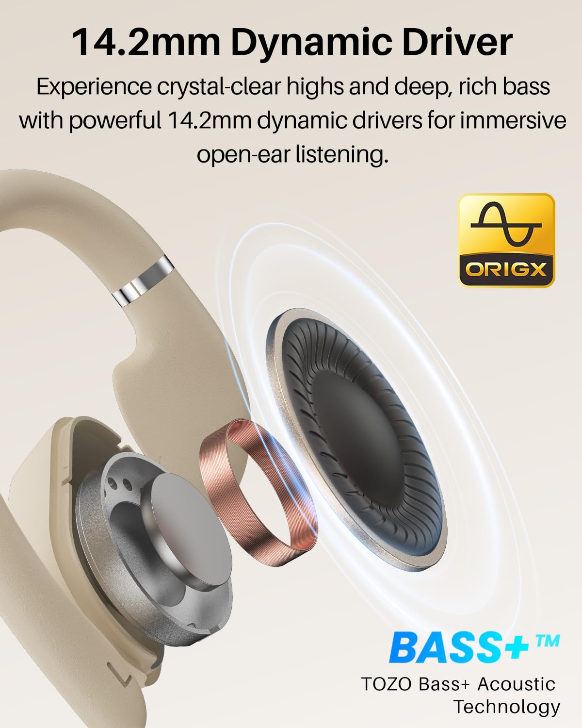 TOZO OpenWear Open Ear Earbuds, AI Translation Earbuds Real Time 145+ Languages, 60H Translator Ear Buds Audifonos Traductores Inglés Español, Bluetooth Headphones 5.4 with Smart Display for Office