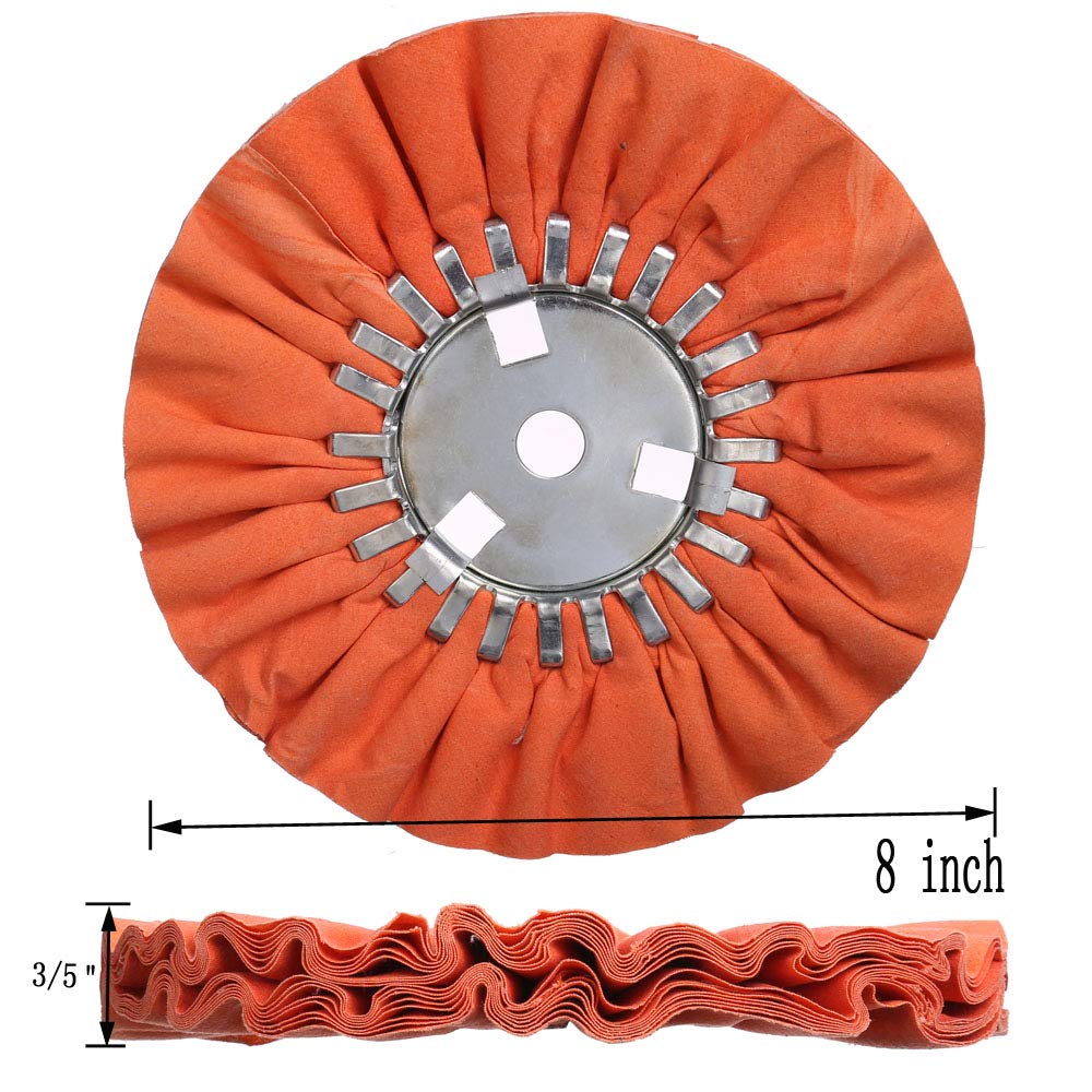 QZATTCAEN Airway Buffing Wheel Kit 4 Piece kit (1 pcs White & 1 pcs Orange & 1 pcs Blue & 1 pcs Yellow) 8" in Diameter 5/8" in Arbor Hole 12 Ply for Angle Grinder 4 Pcs