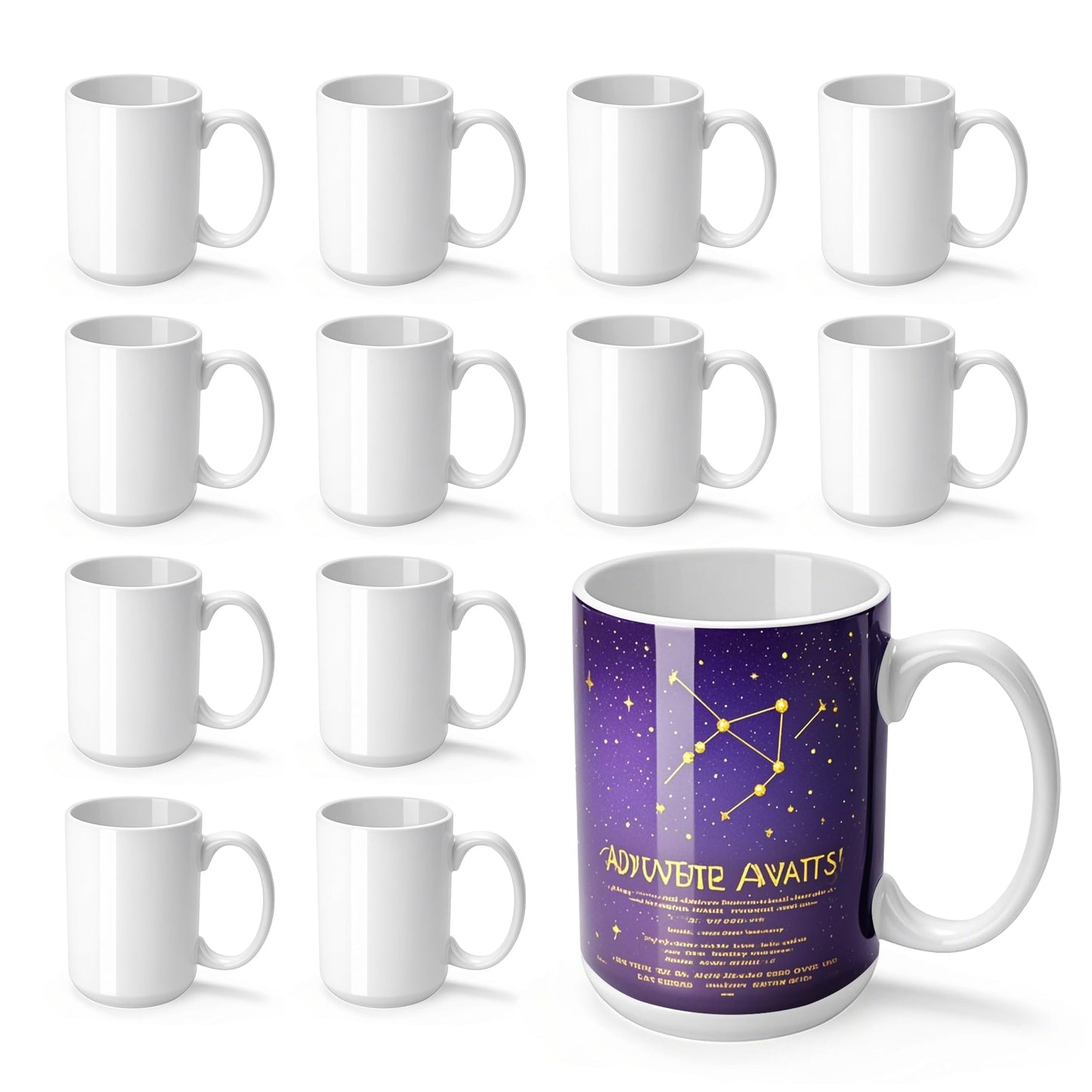 Joyclub Graduation Gifts 12 Set Sublimation Mugs Blank 15 oz Coffee Mugs Bulk White Ceramic Cups with Handle Tazas Para Sublimar for Coffee Latte Tea Milk Soup DIY Gifts