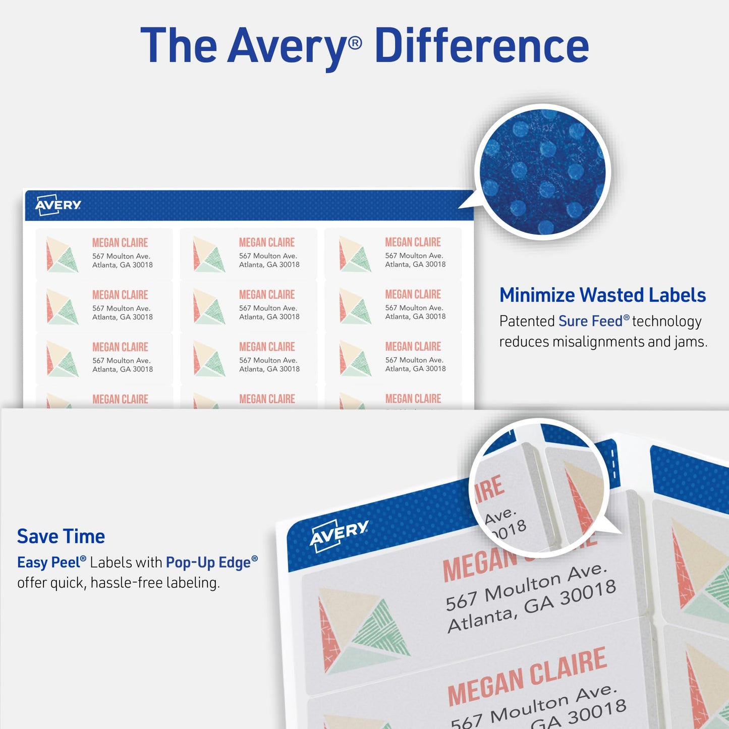 Avery Matte Clear Address Labels, Sure Feed Technology, Inkjet, 1" x 2-5/8", 1500 Labels (5 Packs of 18660)