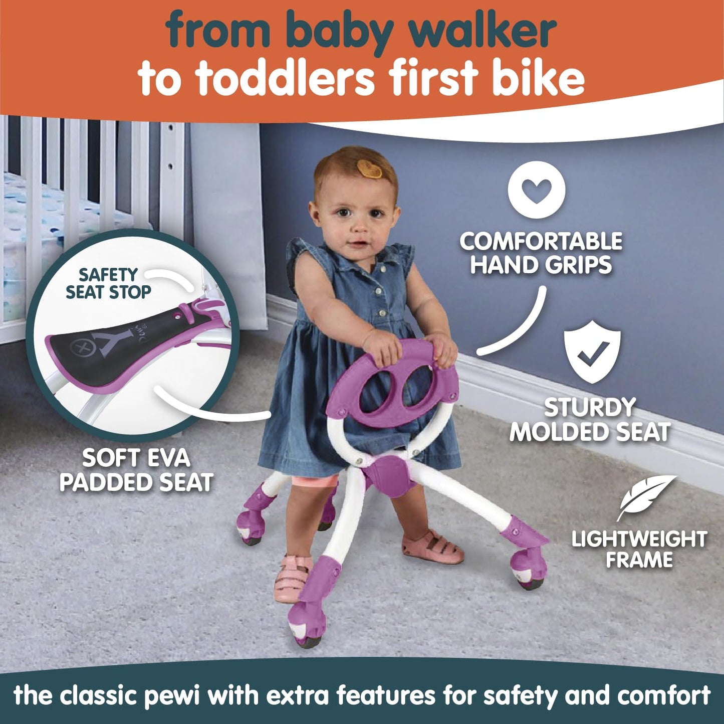 YBIKE Pewi Elite Bike Walking Ride On Toy, Purple (YPIW5)