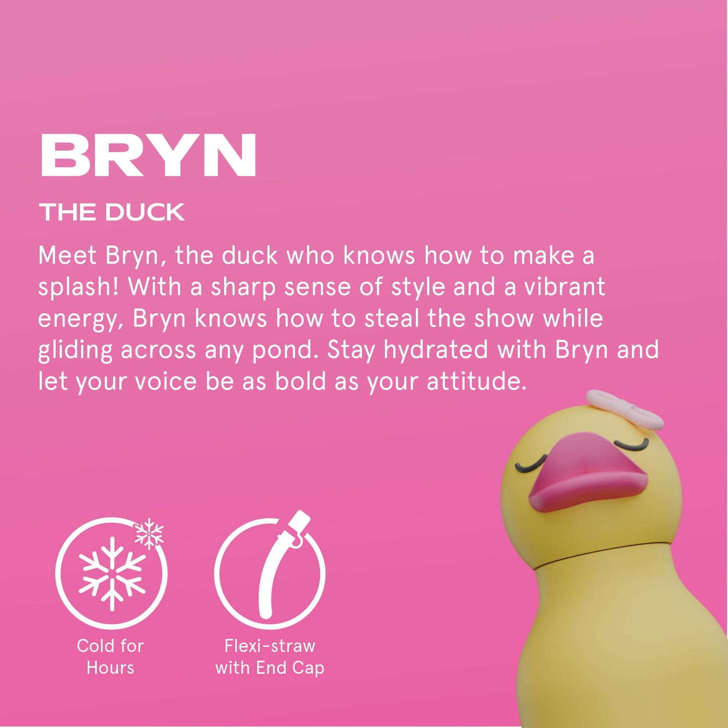 asobu Bestie Bottle Insulated Stainless Steel Water Bottle with Detachable Soft Animal Head Fun Drinking For Kids and Teens with Flexible Reusable Straw 16 Ounce (Duck)