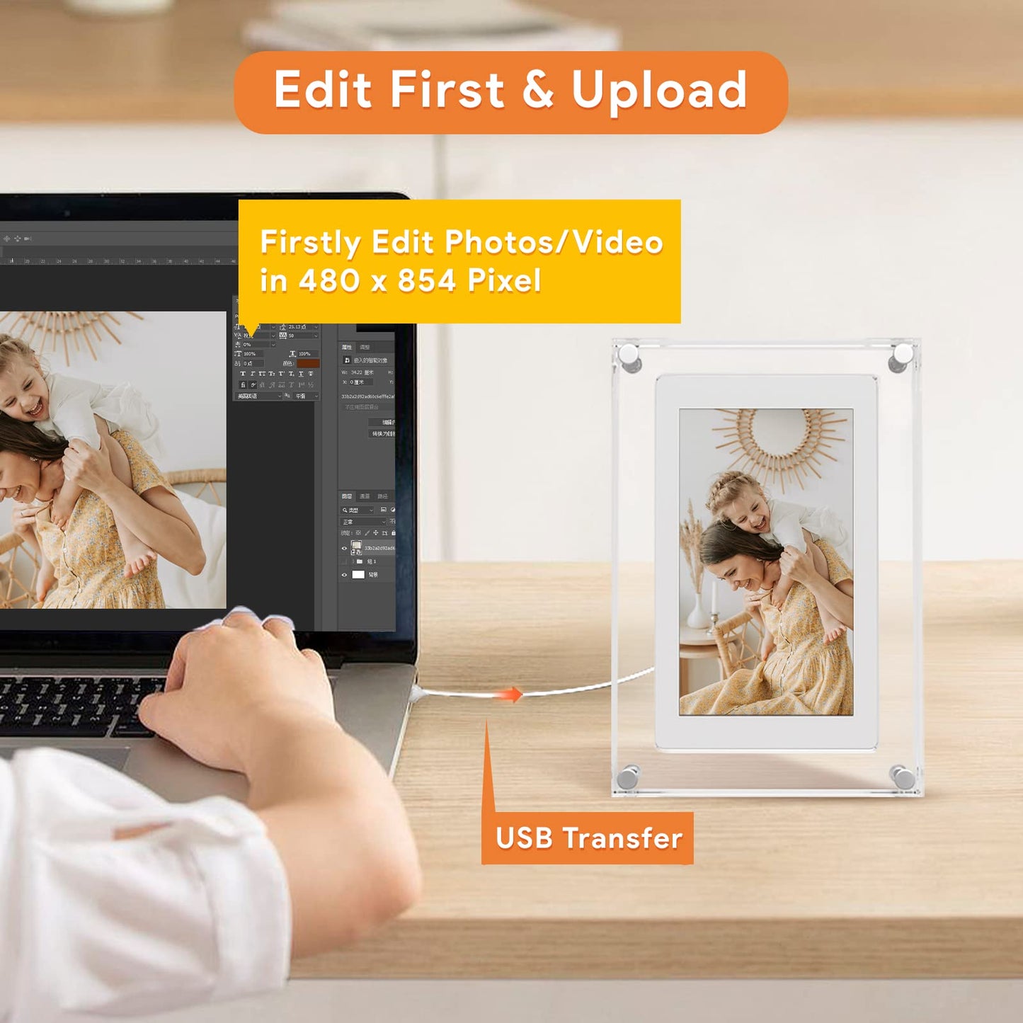 5 Inch Acrylic Picture Frame with 2GB Memory and 1000mAh Built-in Battery That Plays Slideshow Motion Video Frameo with Sound, Perfect for Home Decor and Heartfelt Gifts