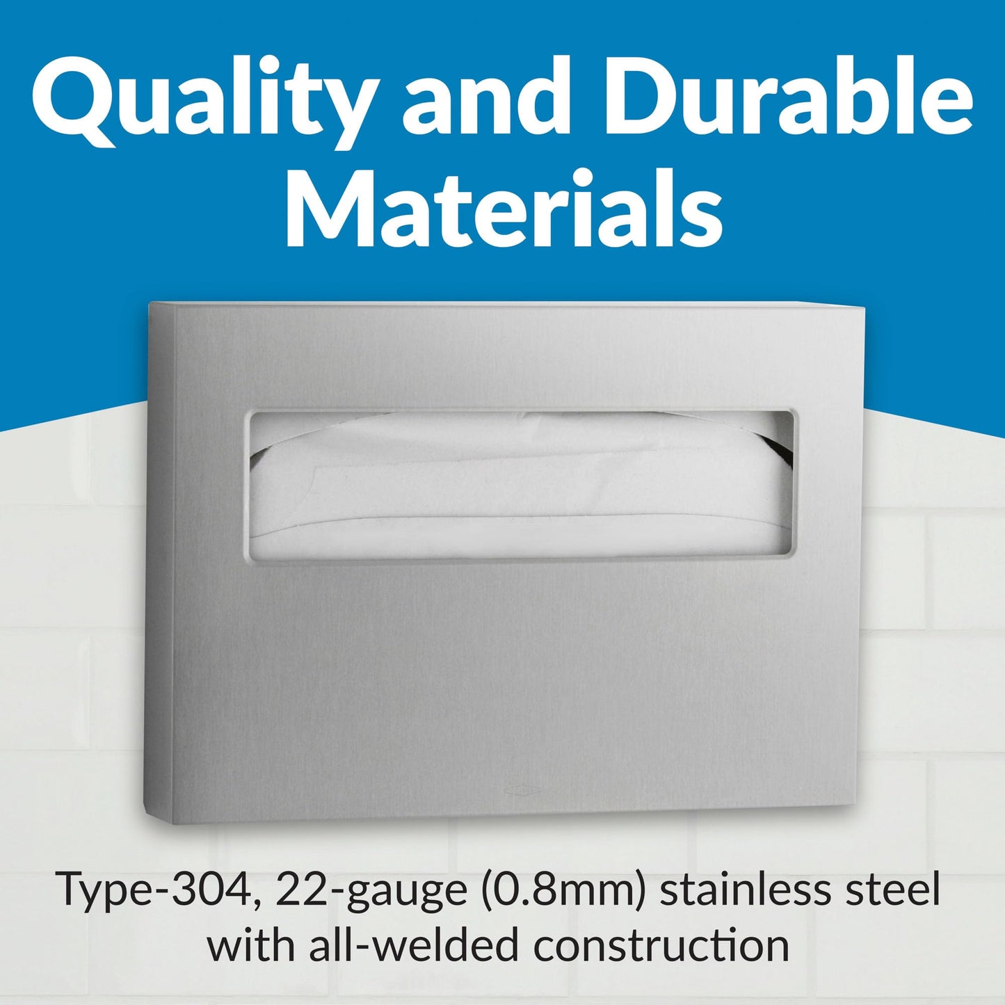 Bobrick 221 Stainless Steel Toilet Seat Cover Dispenser, 15 3/4 x 2 x 11, Satin Finish
