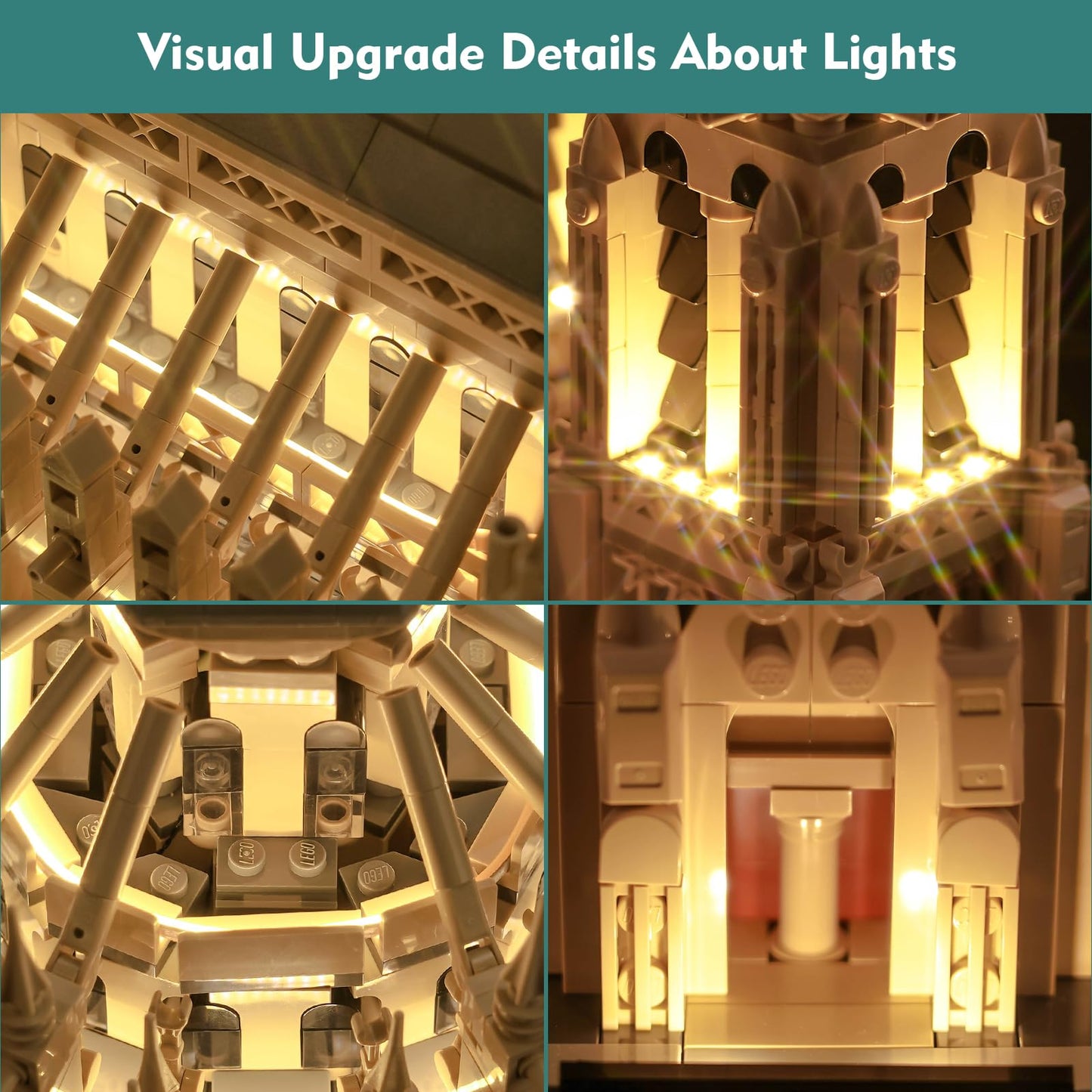 LocoLee Light Kit Compatible with Lego Notre Dame Cathedral Architecture 21061, Creative Lighting Set Accessories Compatible with Lego Paris Notre Dame 21061 Set, No Models Only Light (RC Version)