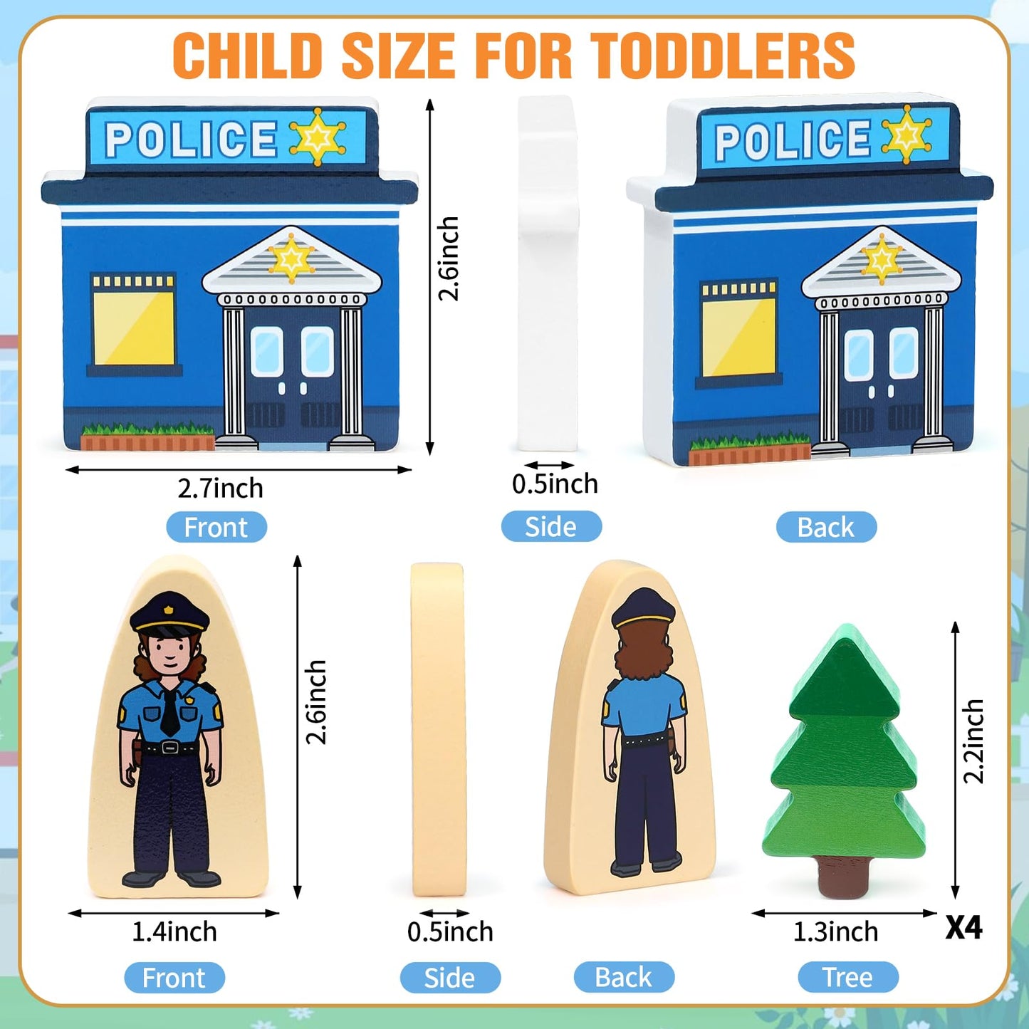 Atoylink 36Pcs Wooden Community Helpers Pretend Play Toys for Kids 3 4 5 6 Year Old, Wooden People Figures Blocks Occupations Dress up Toddlers Preschool Learning Toys Boys Girls Birthday Gifts