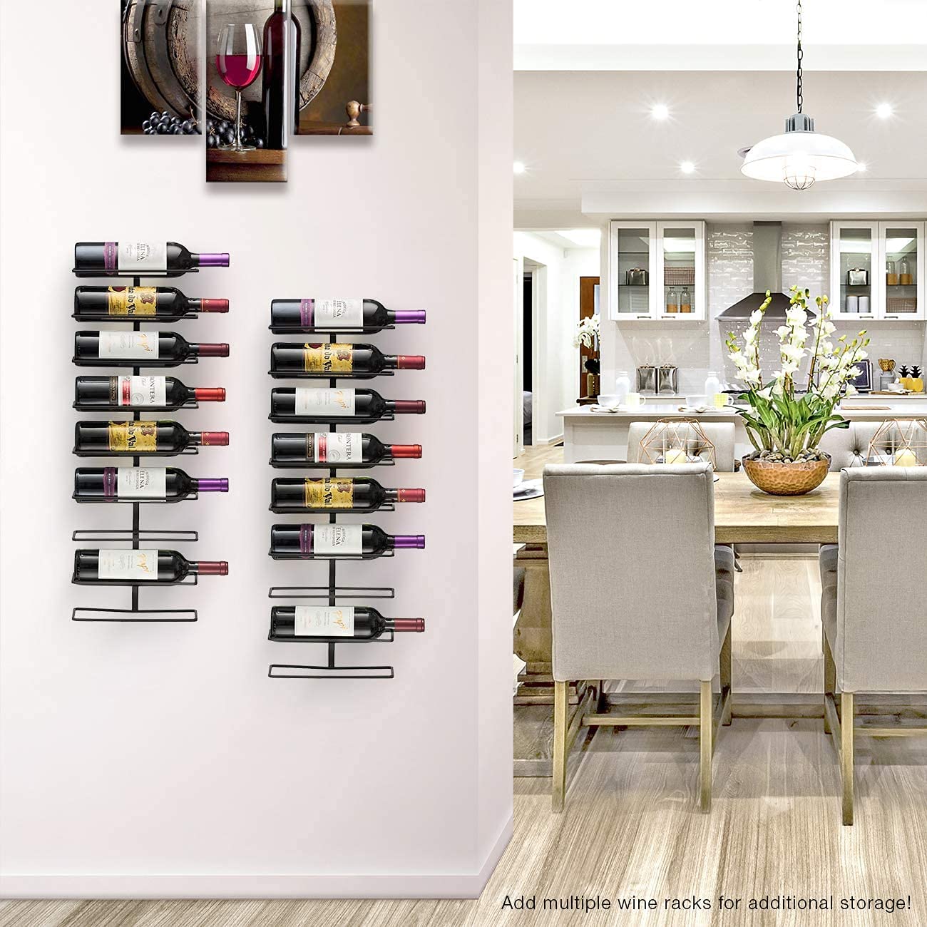 Sorbus Wall Mount Wine Rack (Holds 27 Bottles) - Wine Rack Wall Mounted for Wine Bottles, Liquor, Champagne, Black Metal Wine Bottle Holder for Home Bar, Wine Kitchen Storage