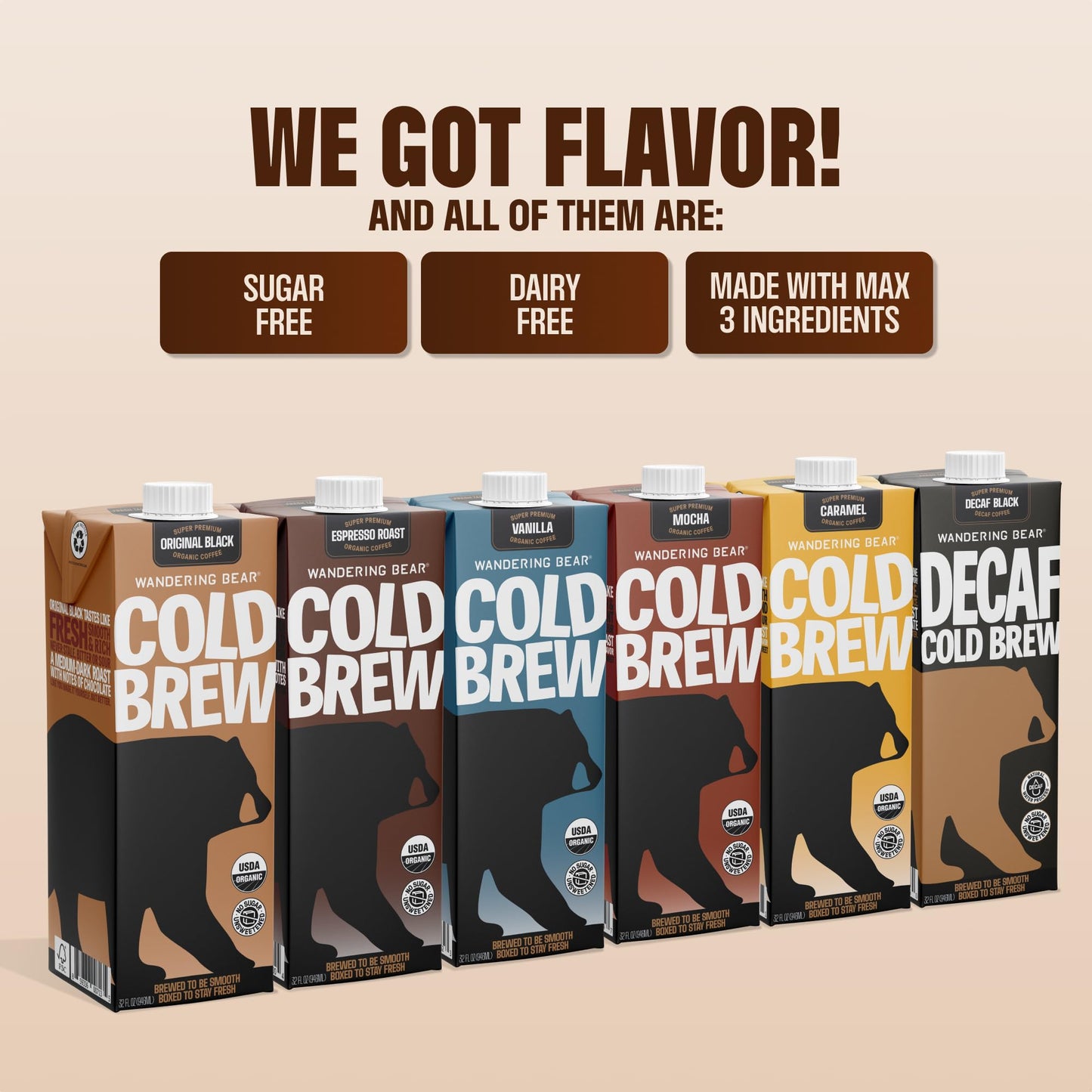 Wandering Bear Organic Unsweetened Extra Strong Cold Brew in a Box - Make Your Own Iced Coffee Drink with Wandering Bear Black Concentrate, Shelf-Stable & Vegan - 21 Servings - 32 fl.oz