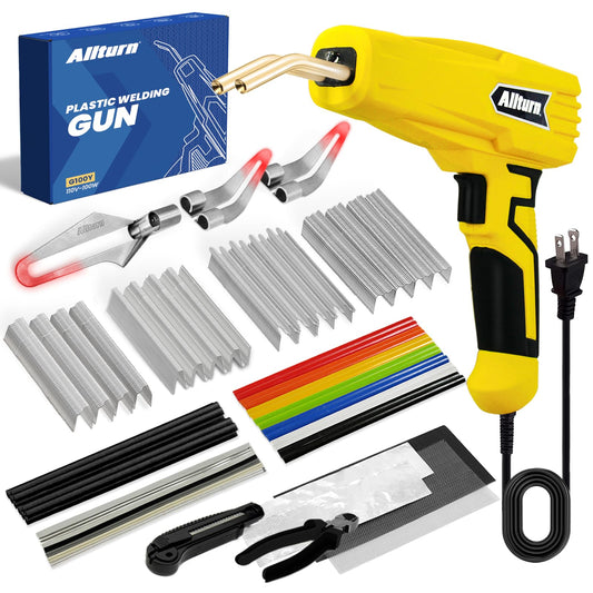 Allturn Upgraded Plastic Welder, 2 in 1 Plastic Welding Kit, Hot Staples Weld Gun, Car Bumper Repair Kit for Most Plastics, Patent Number D970324(Yellow)