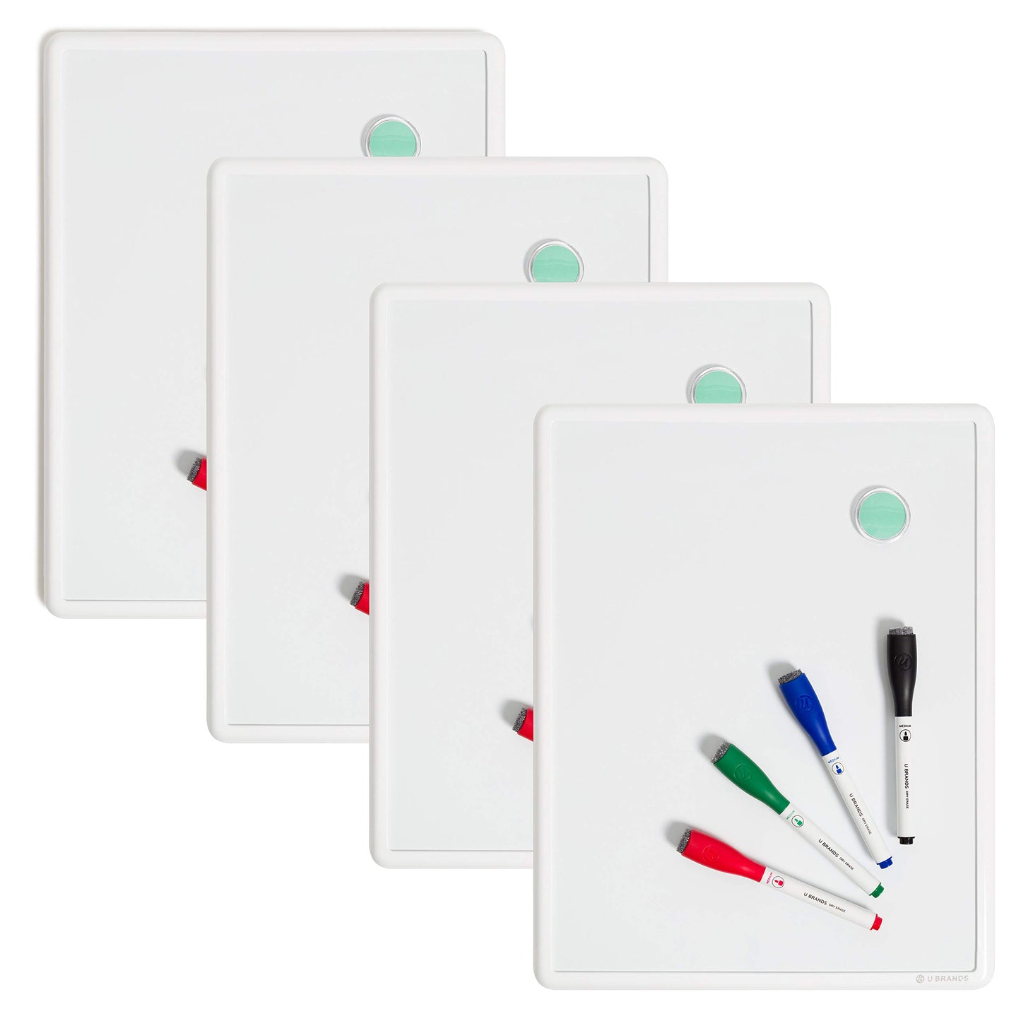 U Brands Contempo Magnetic Dry Erase Board Bundle, 11”x14”, White Modern Frame, Includes 4 Boards, 16 Markers and 4 Magnets